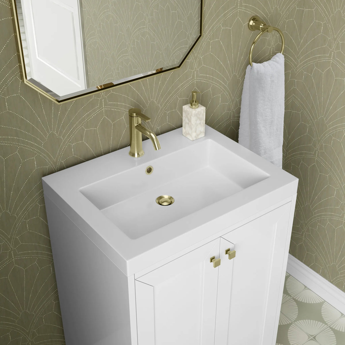 24" Chianti Single Cabinet in Glossy White in Champagne Brass-White Glossy image 11