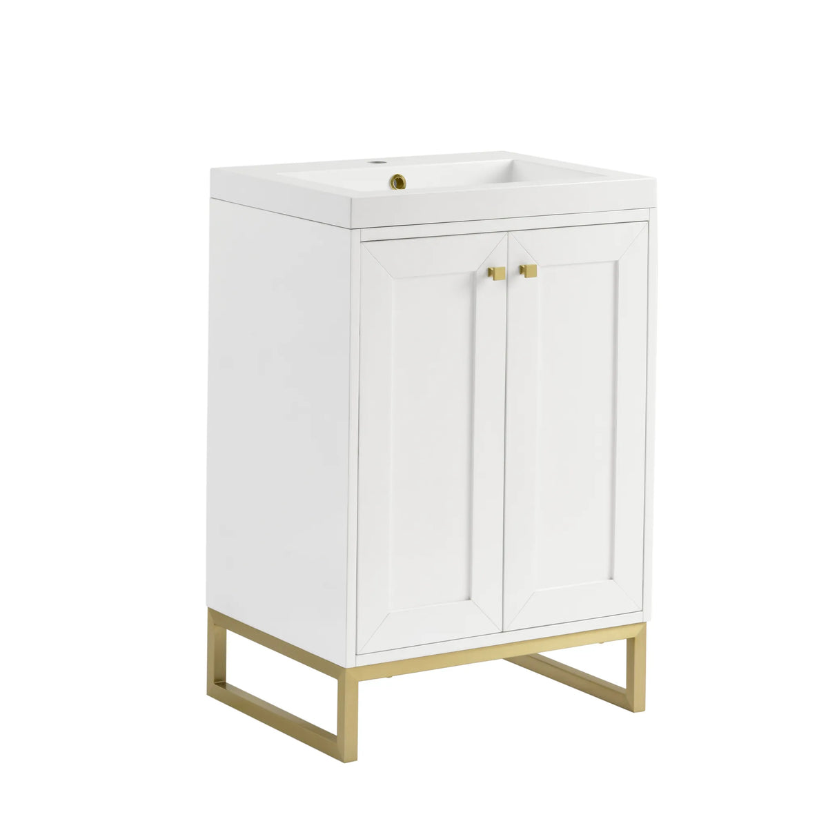 24" Chianti Single Cabinet in Glossy White in Champagne Brass-White Glossy image 12