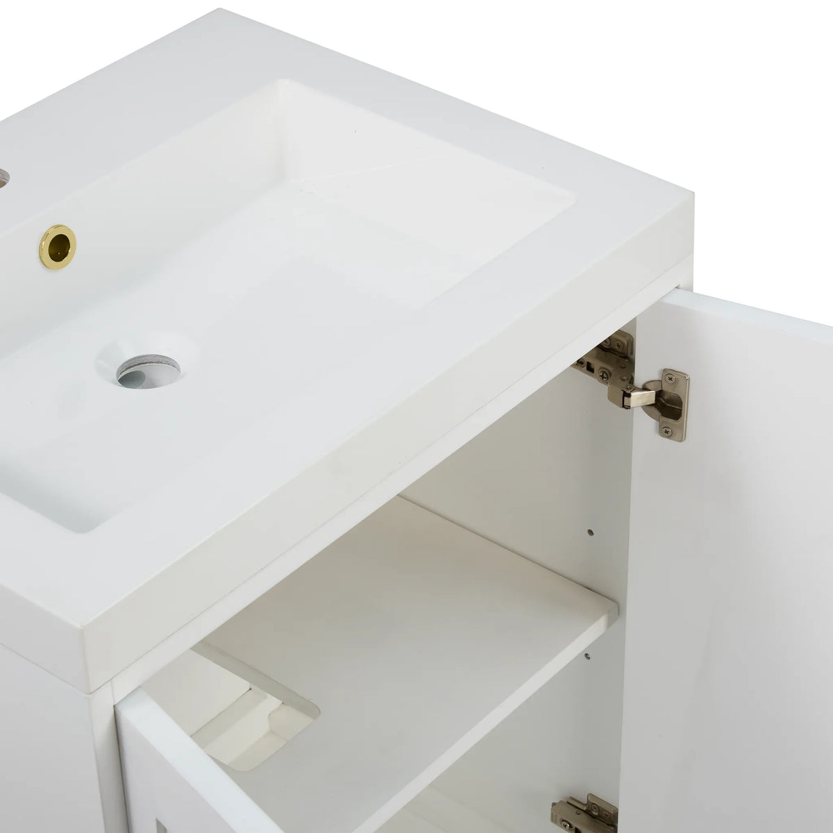 24" Chianti Single Cabinet in Glossy White in Champagne Brass-White Glossy image 14