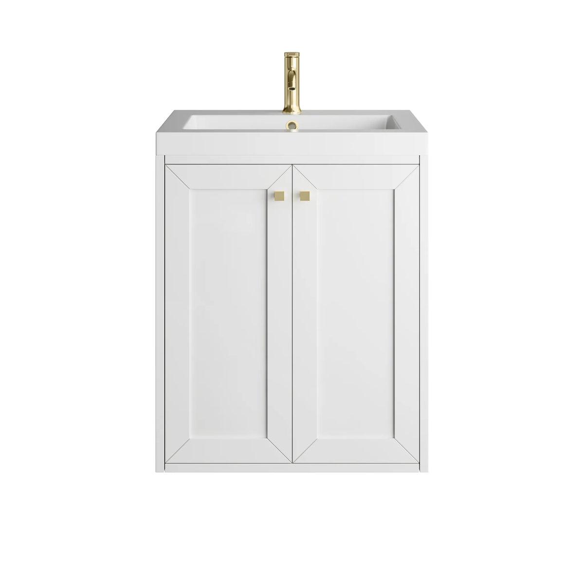 24" Chianti Single Cabinet in Glossy White in Champagne Brass-White Glossy image 2