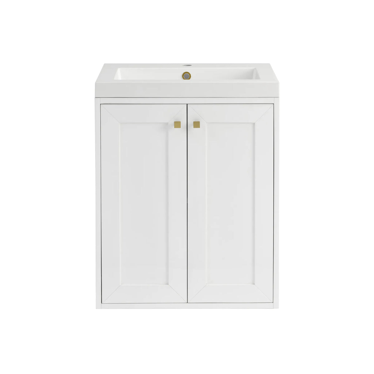 24" Chianti Single Cabinet in Glossy White in Champagne Brass-White Glossy image 3