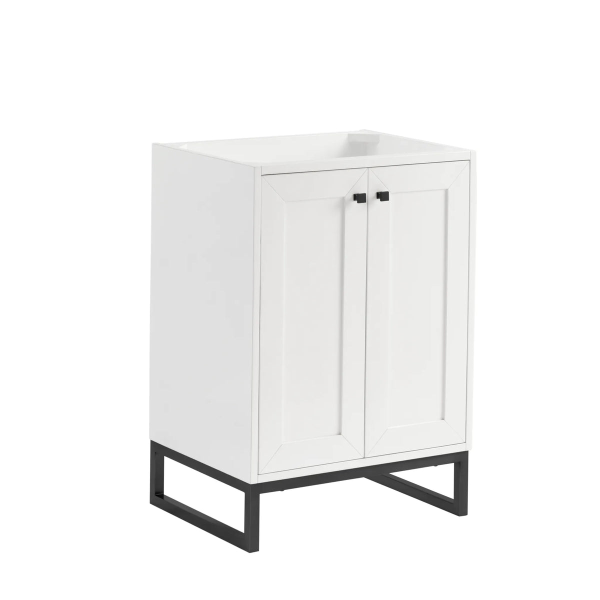 24" Chianti Single Cabinet in Glossy White in Matte Black by James Martin Vanities
