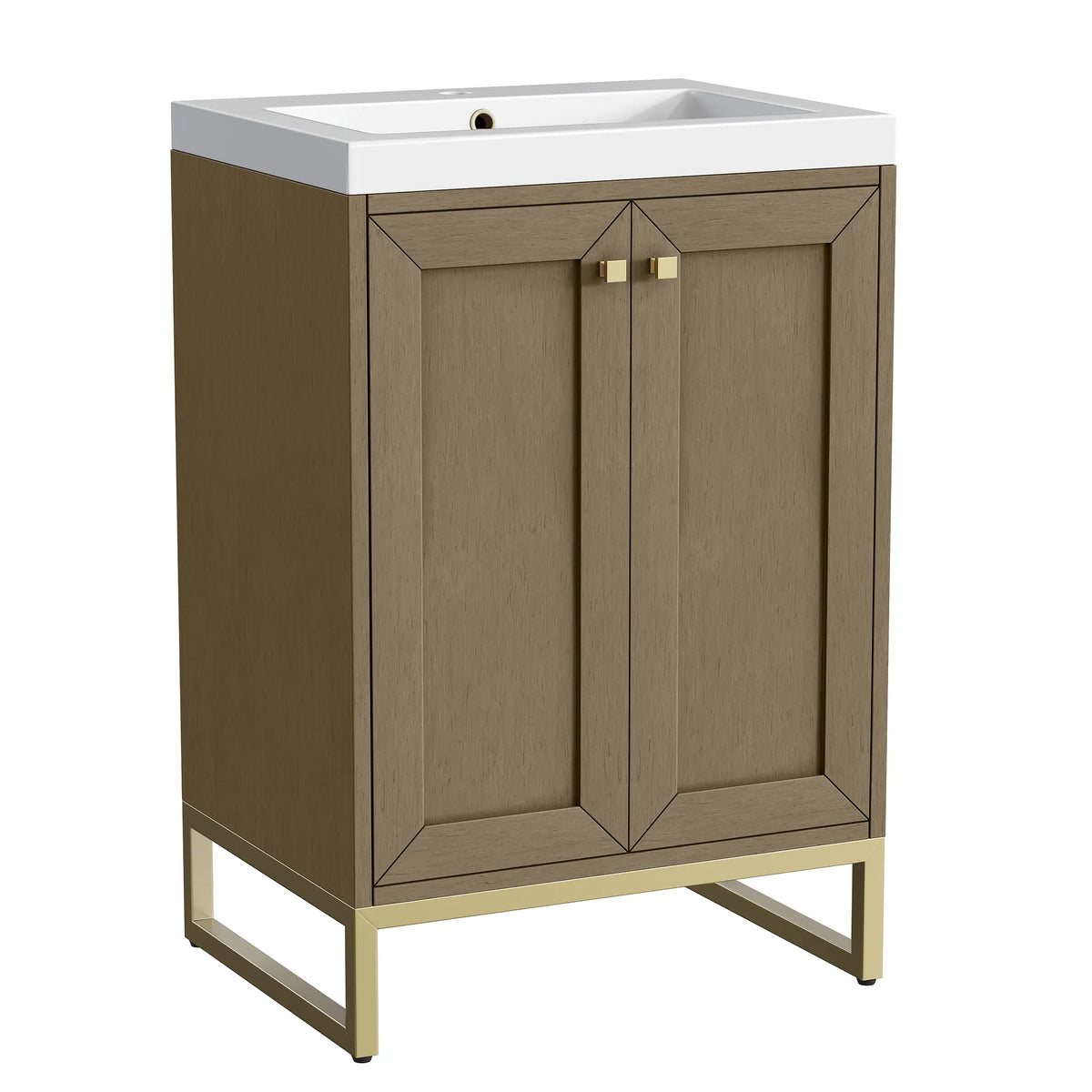 24" Chianti Single Cabinet in Walnut Whisper in Champagne Brass-White Glossy image 17