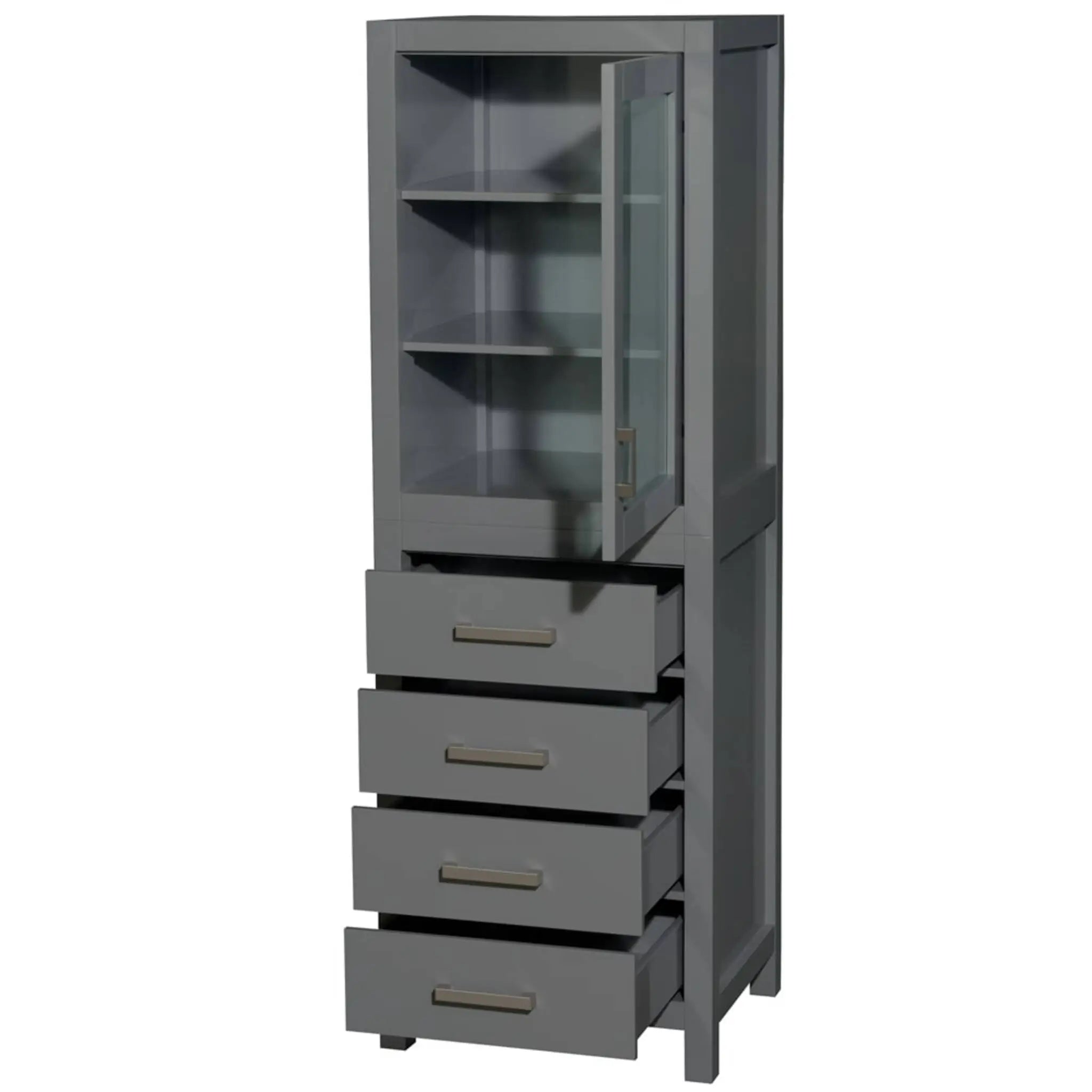 24" Dark Gray Bathroom Linen Tower Cabinet - Sheffield by Wyndham (WCS1414LTKG) image 1