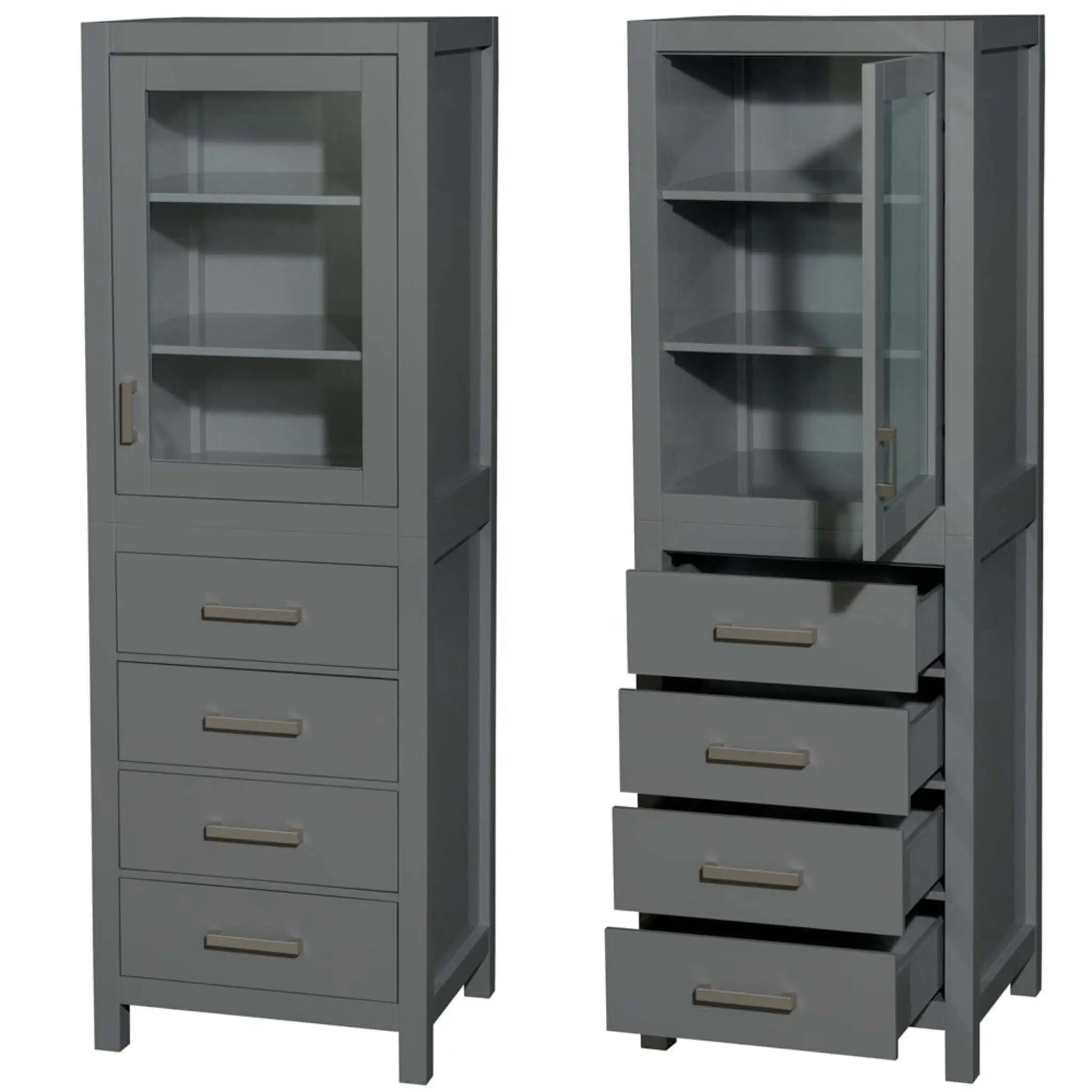 24" Dark Gray Bathroom Linen Tower Cabinet - Sheffield by Wyndham (WCS1414LTKG) image 2