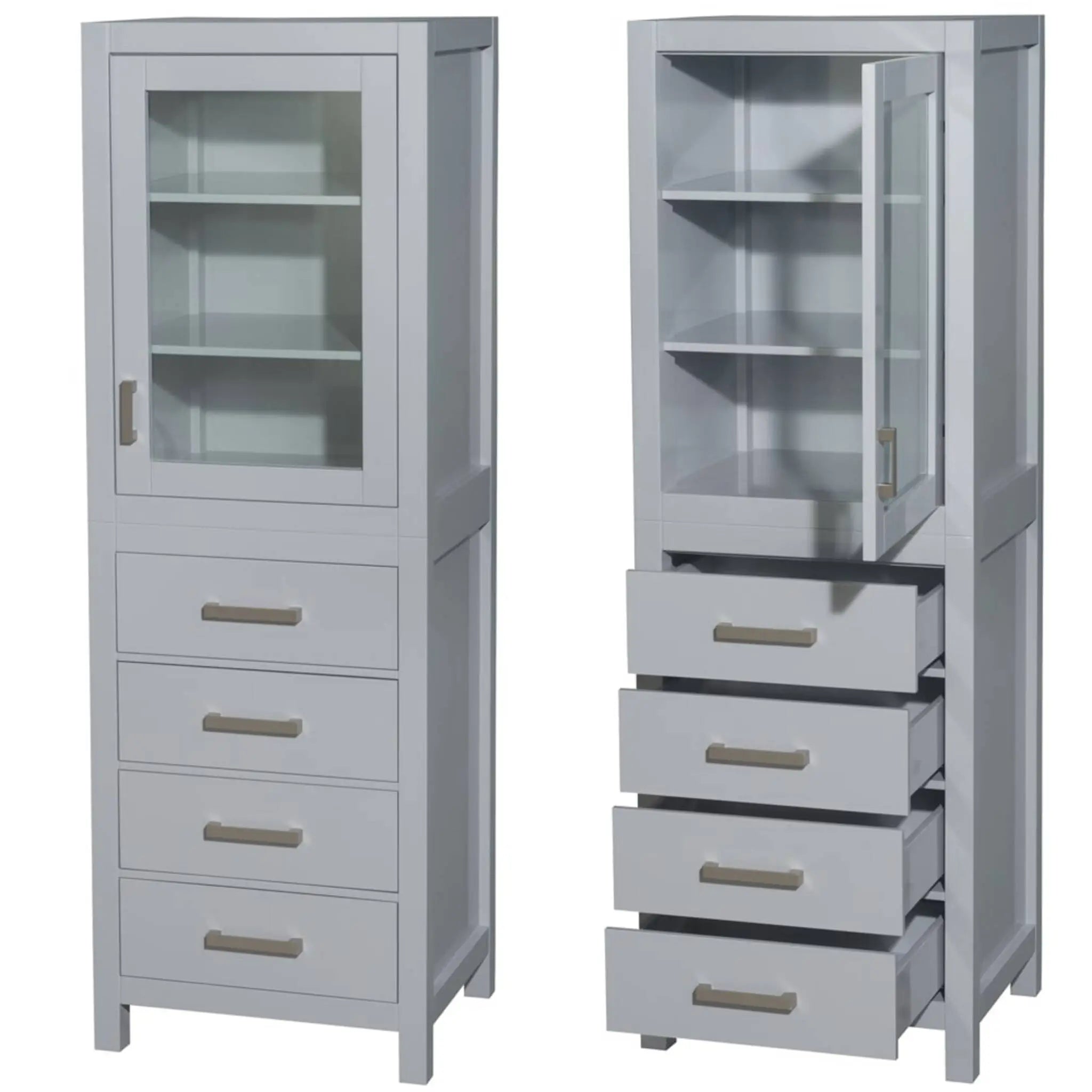 24" Gray Bathroom Linen Tower Cabinet - Sheffield by Wyndham (WCS1414LTGY) image 2