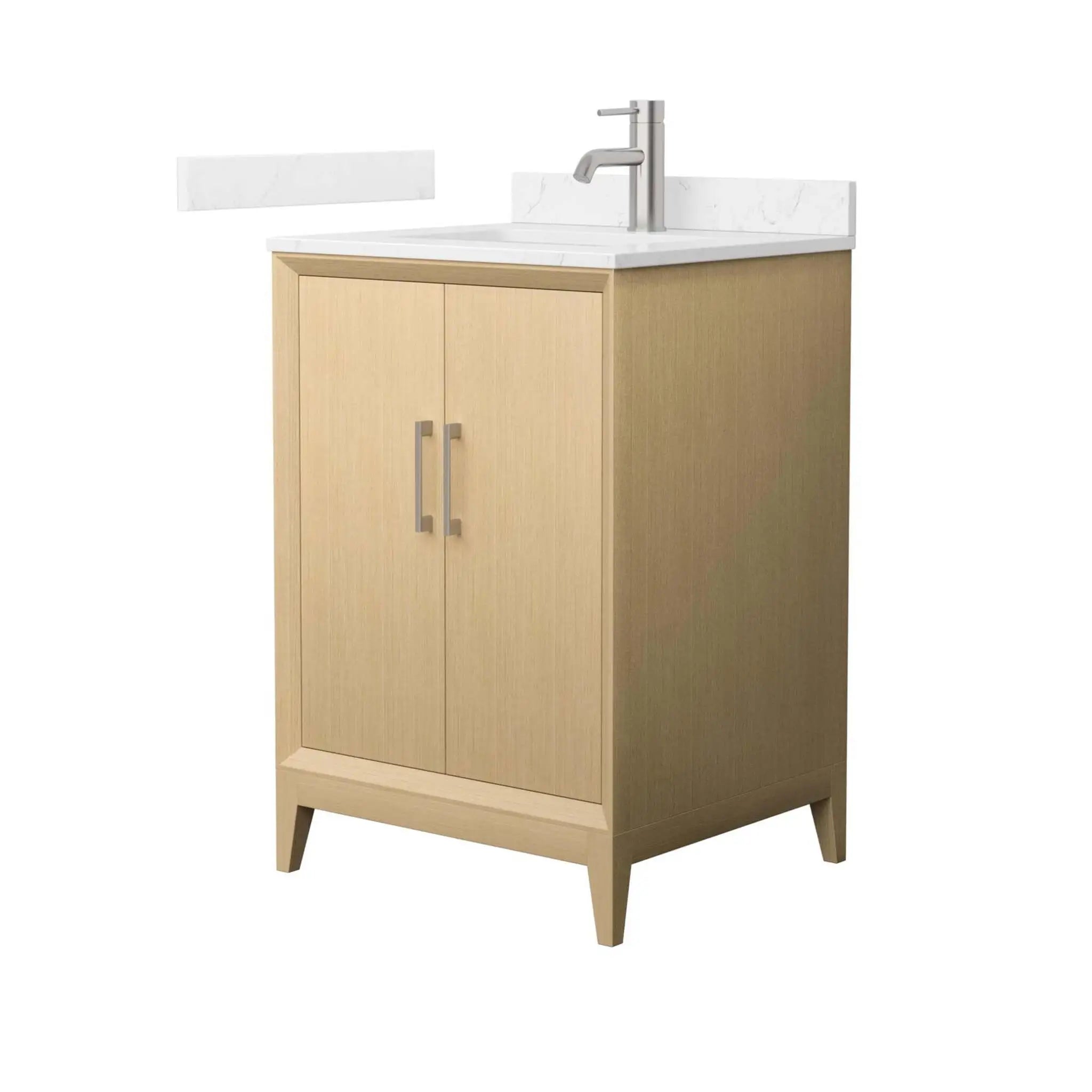 24" Janna Single Bathroom Vanity in White Oak with Brushed Nickel Trim by Wyndham