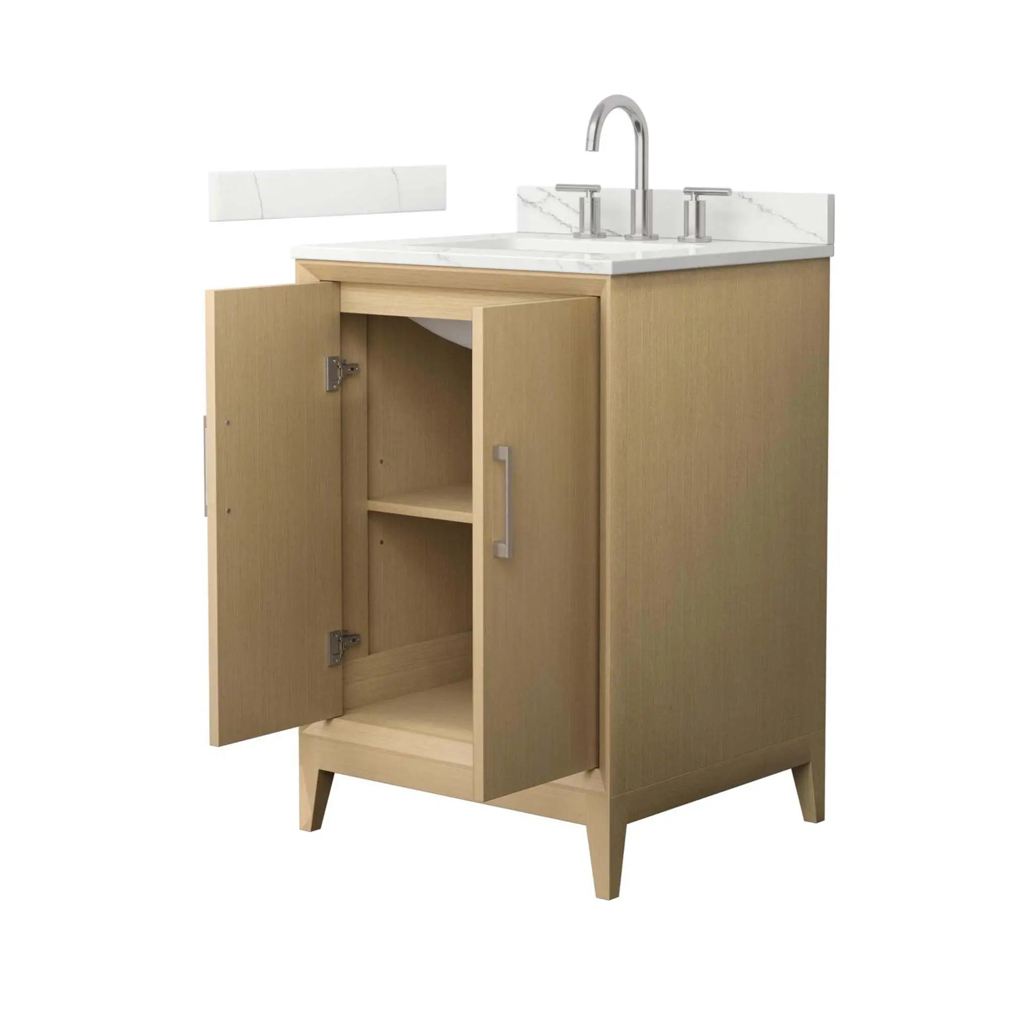 24" Janna Single Bathroom Vanity in White Oak with Brushed Nickel Trim by Wyndham