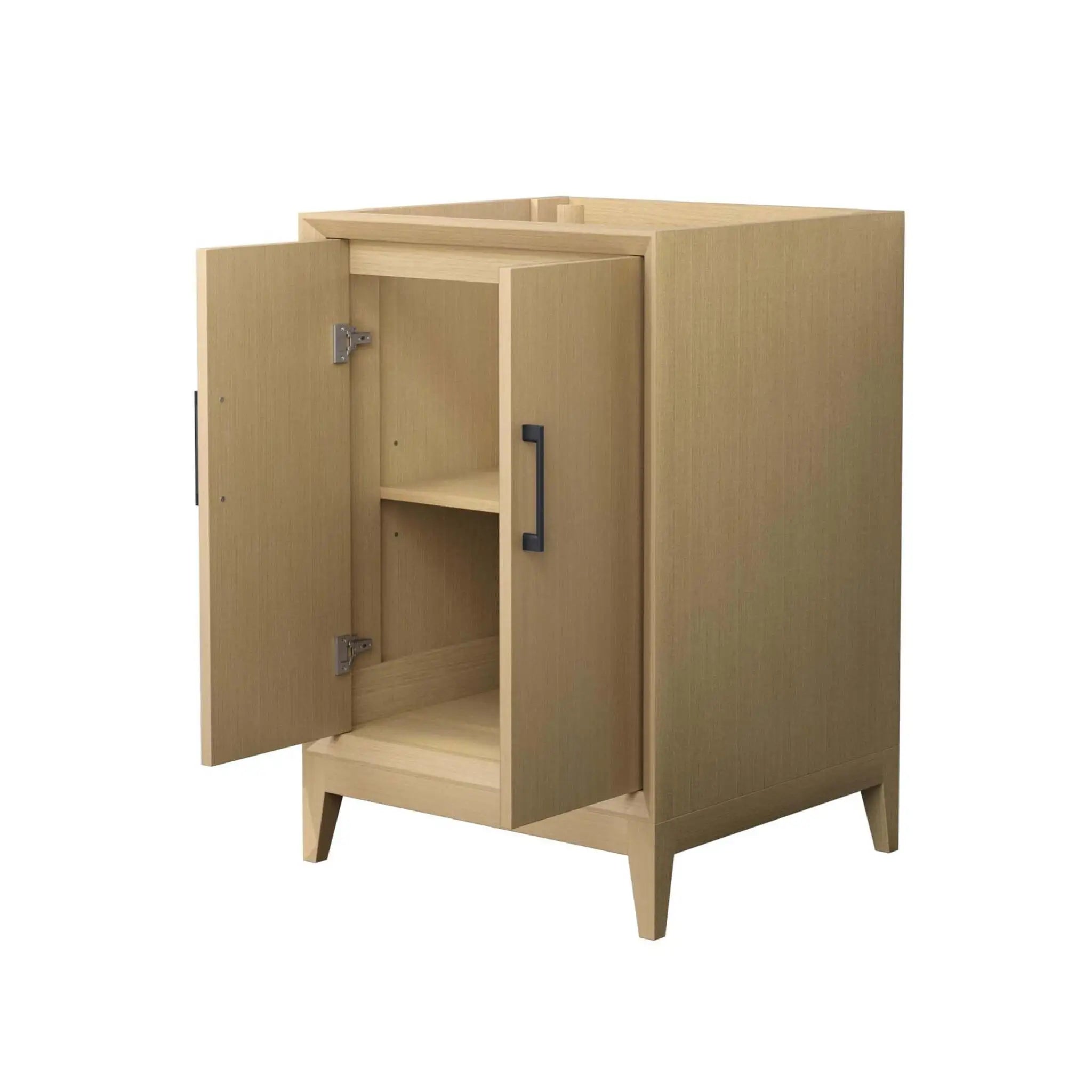 24" Janna Single Bathroom Vanity in White Oak with Matte Black Trim by Wyndham