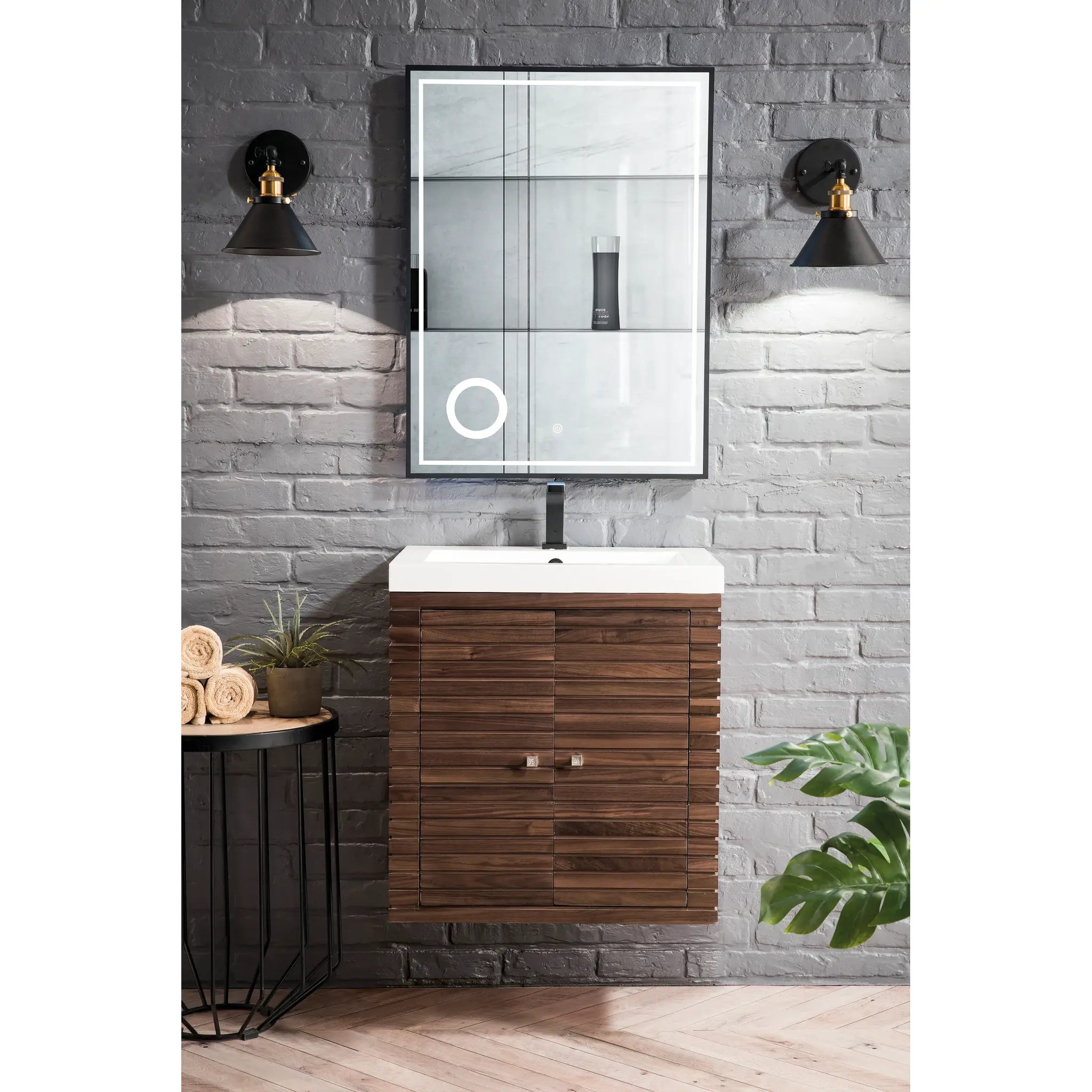 24" Linden Single Vanity in Mid-Century Walnut-White Glossy image 9