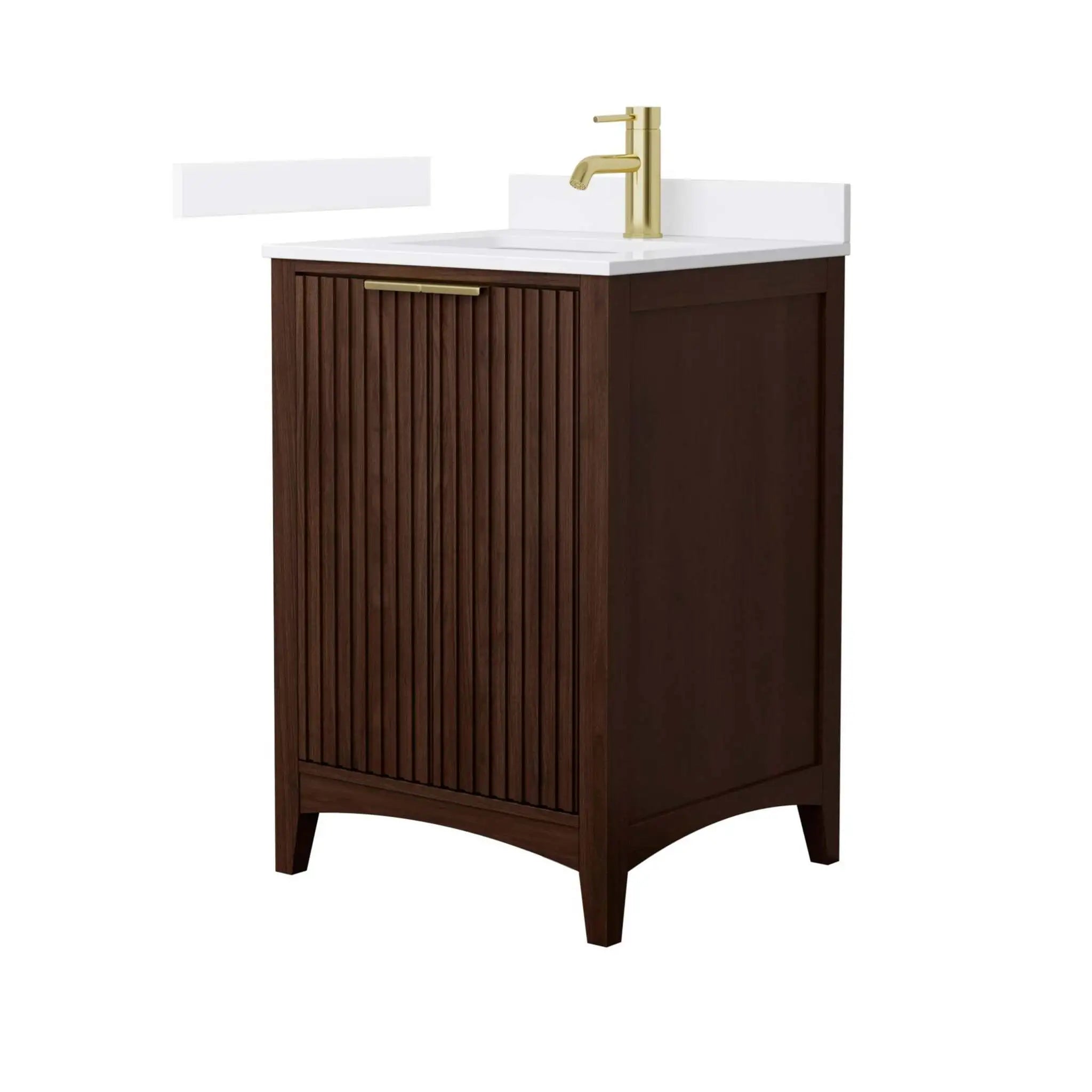 24" Palmilla Single Bathroom Vanity in Dark Walnut with Brushed Gold Trim by Wyndham