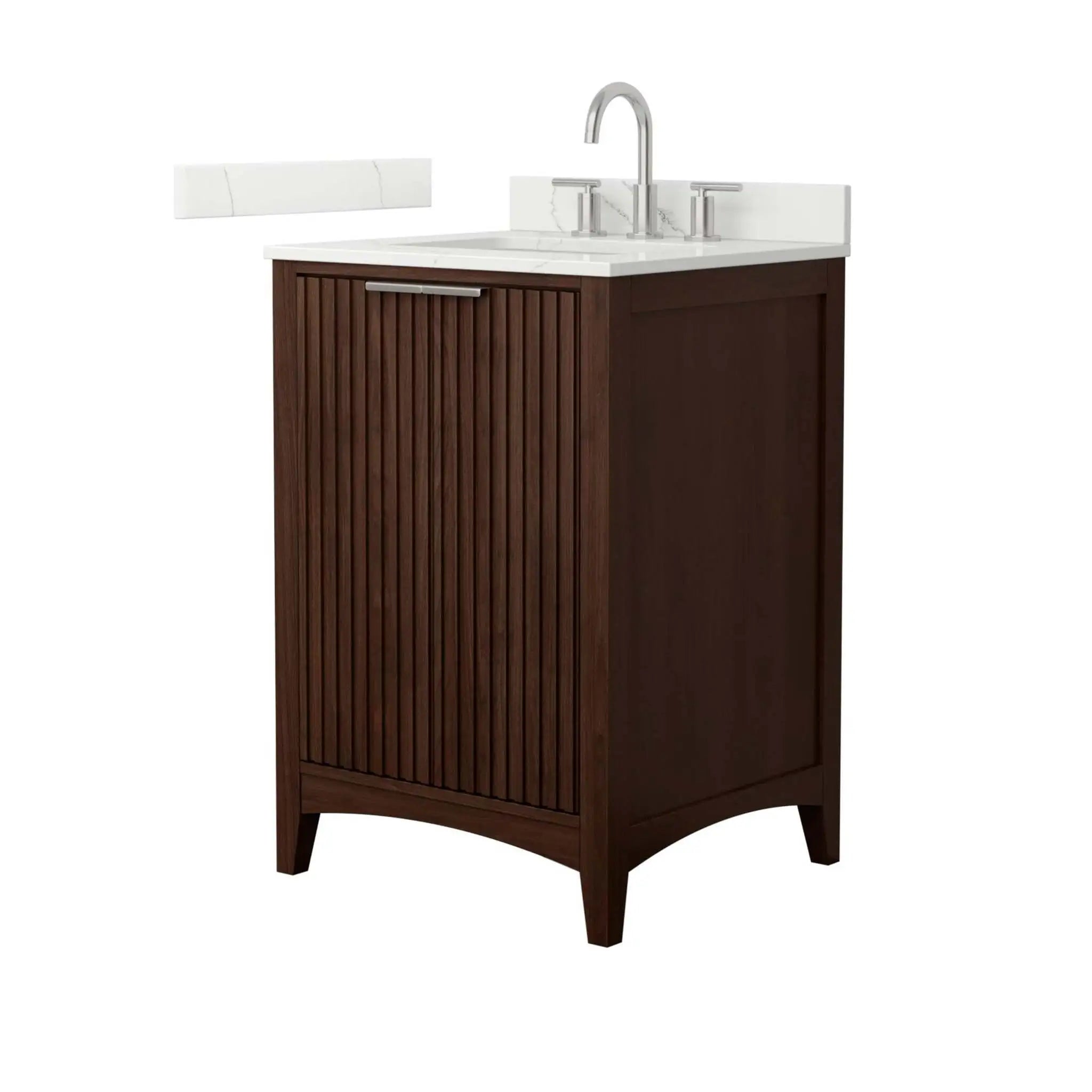 24" Palmilla Single Bathroom Vanity in Dark Walnut with Brushed Nickel Trim by Wyndham