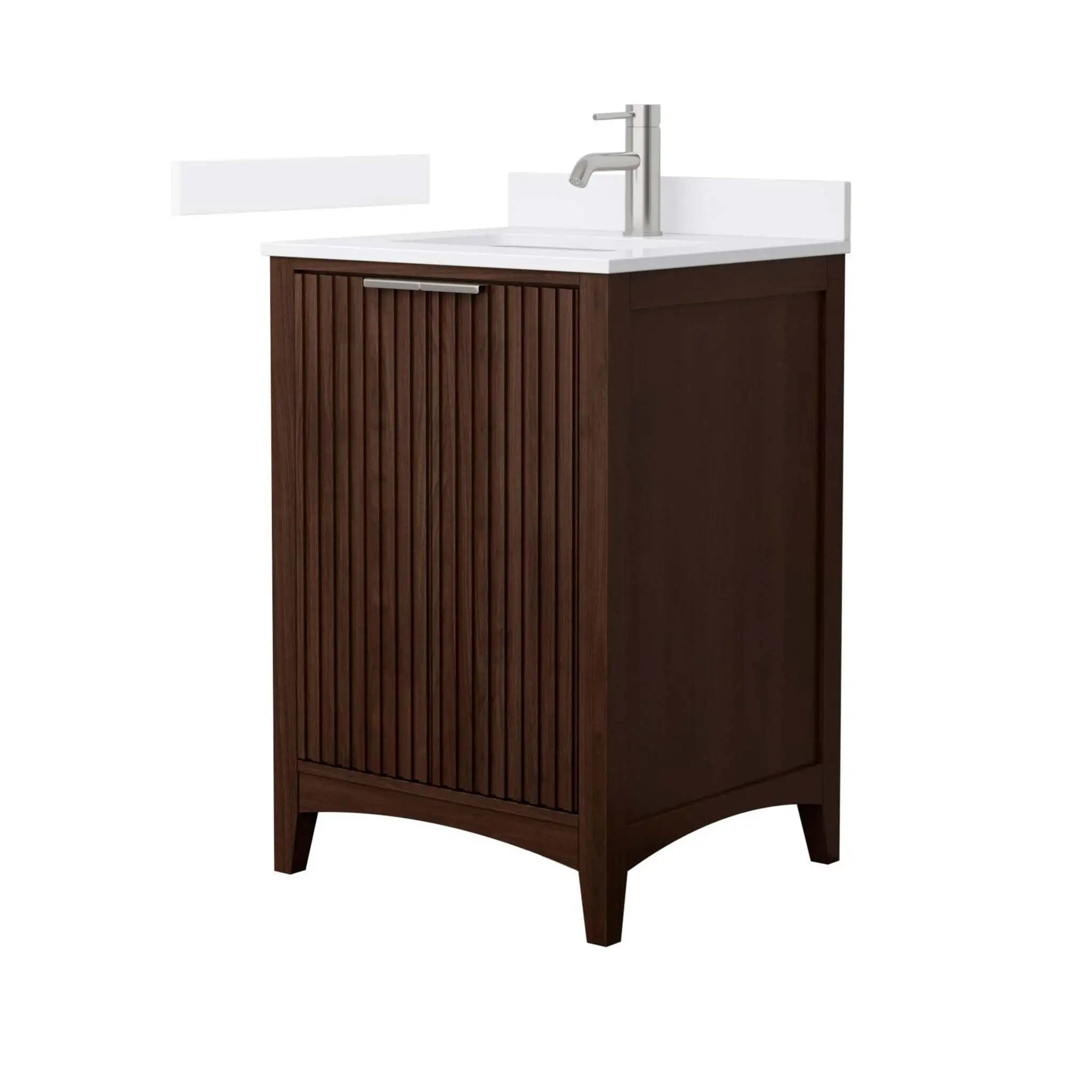 24" Palmilla Single Bathroom Vanity in Dark Walnut with Brushed Nickel Trim by Wyndham