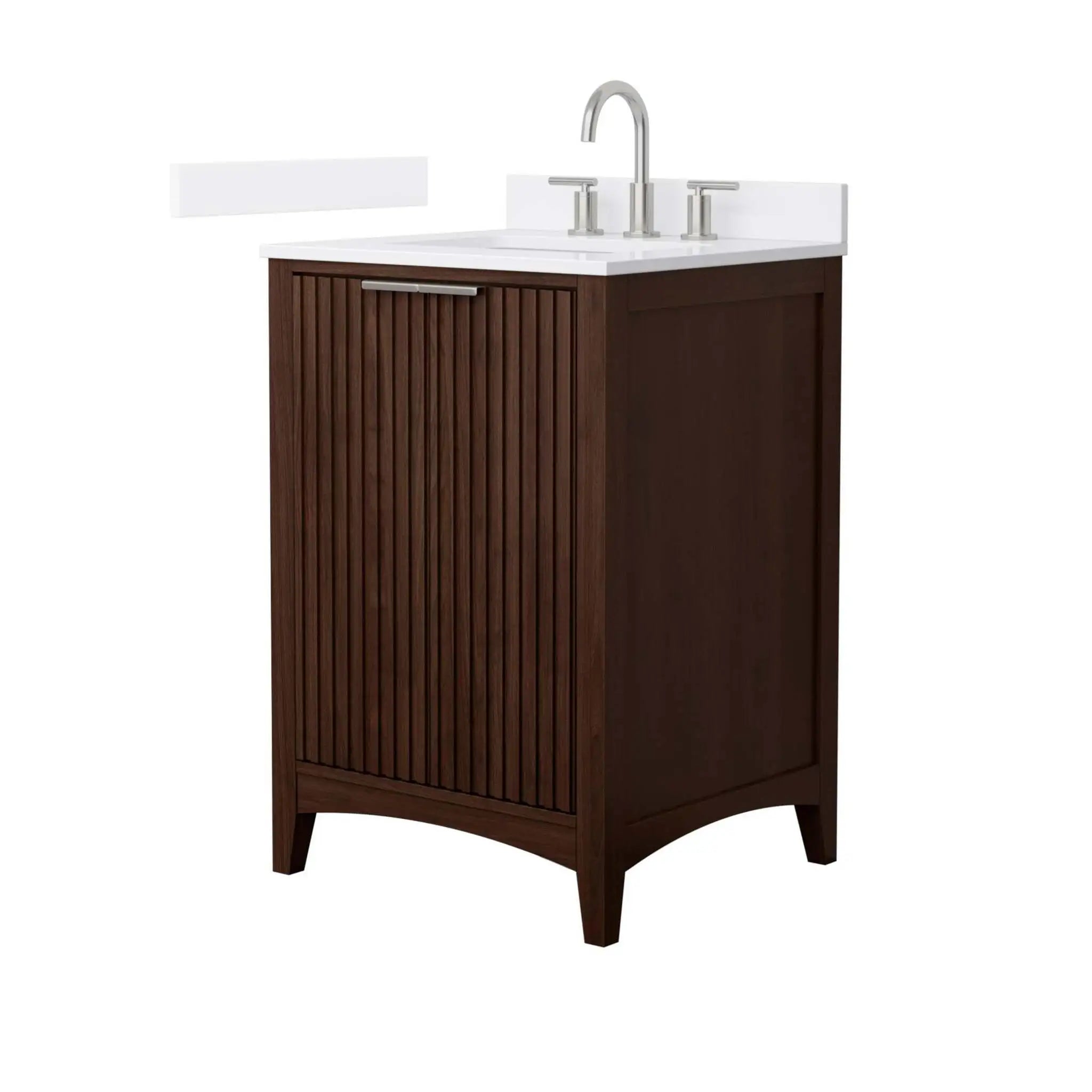 24" Palmilla Single Bathroom Vanity in Dark Walnut with Brushed Nickel Trim by Wyndham