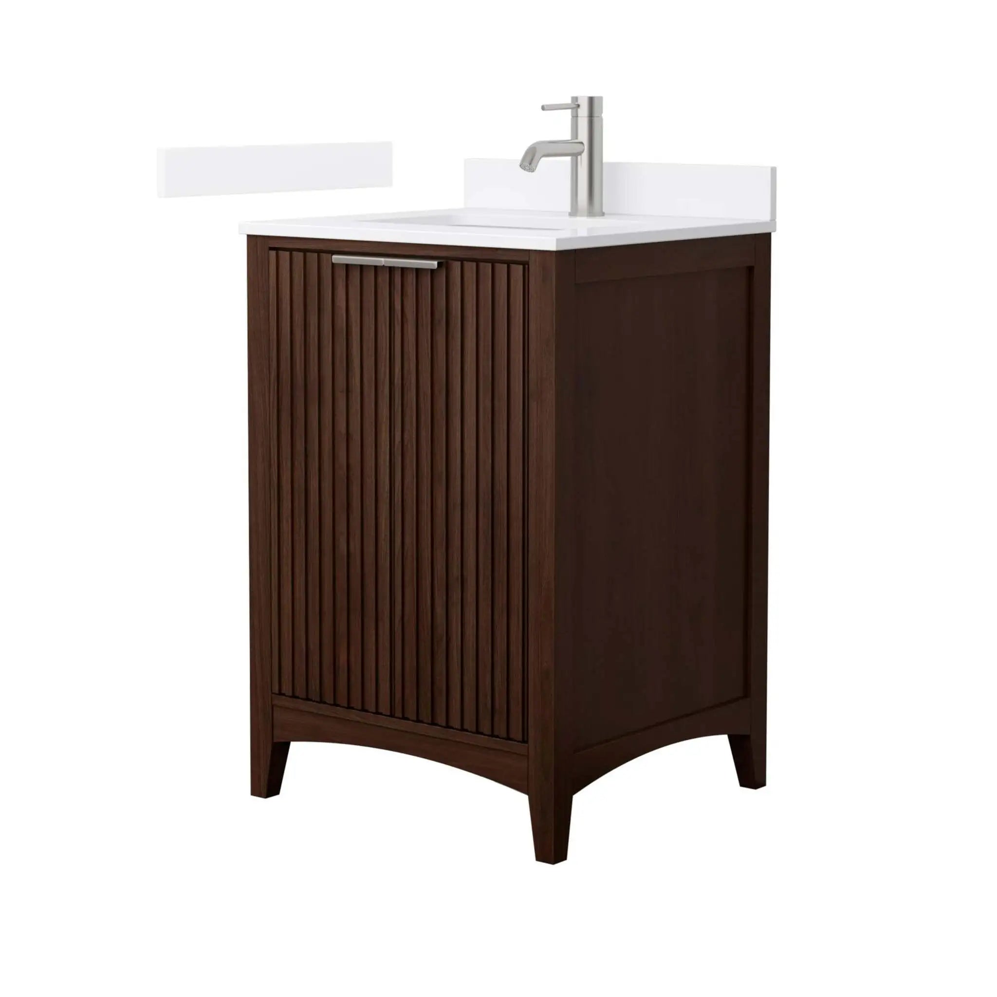 24" Palmilla Single Bathroom Vanity in Dark Walnut with Brushed Nickel Trim by Wyndham