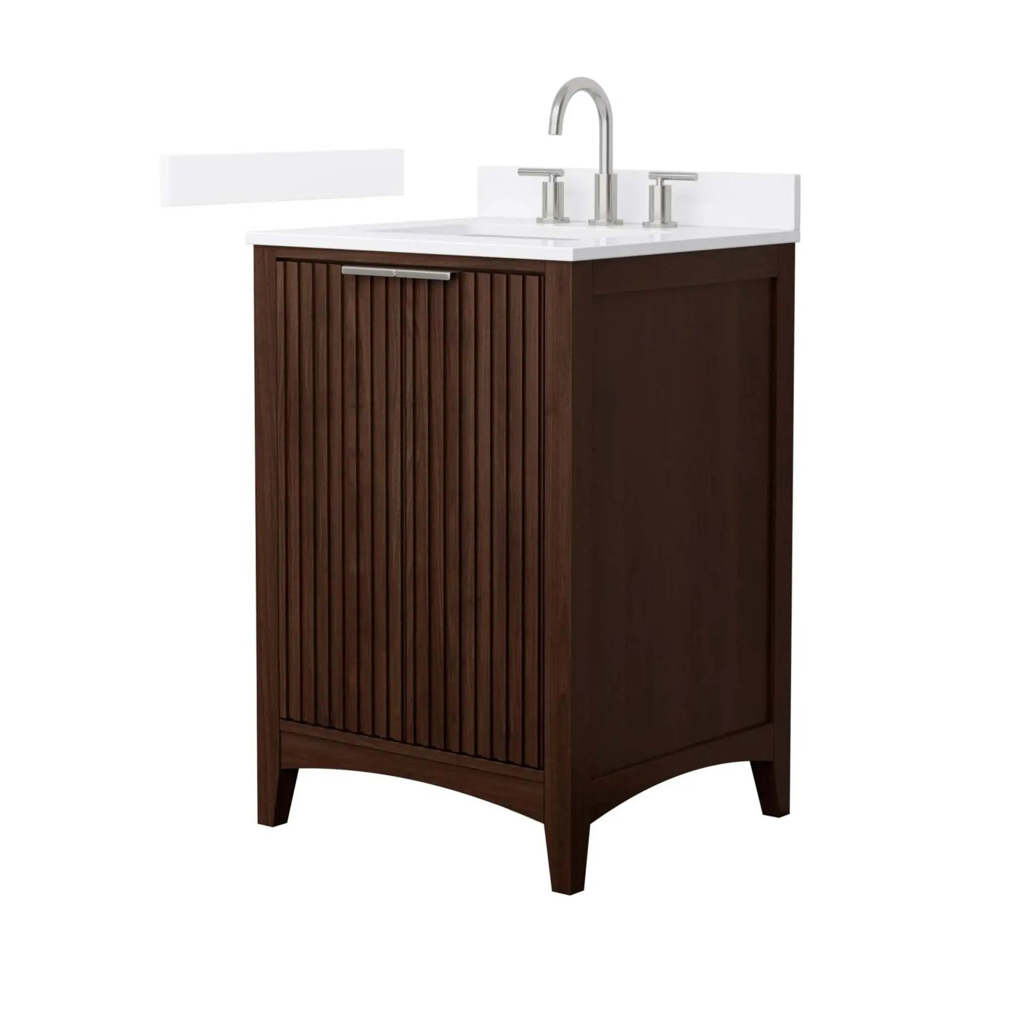 24" Palmilla Single Bathroom Vanity in Dark Walnut with Brushed Nickel Trim by Wyndham