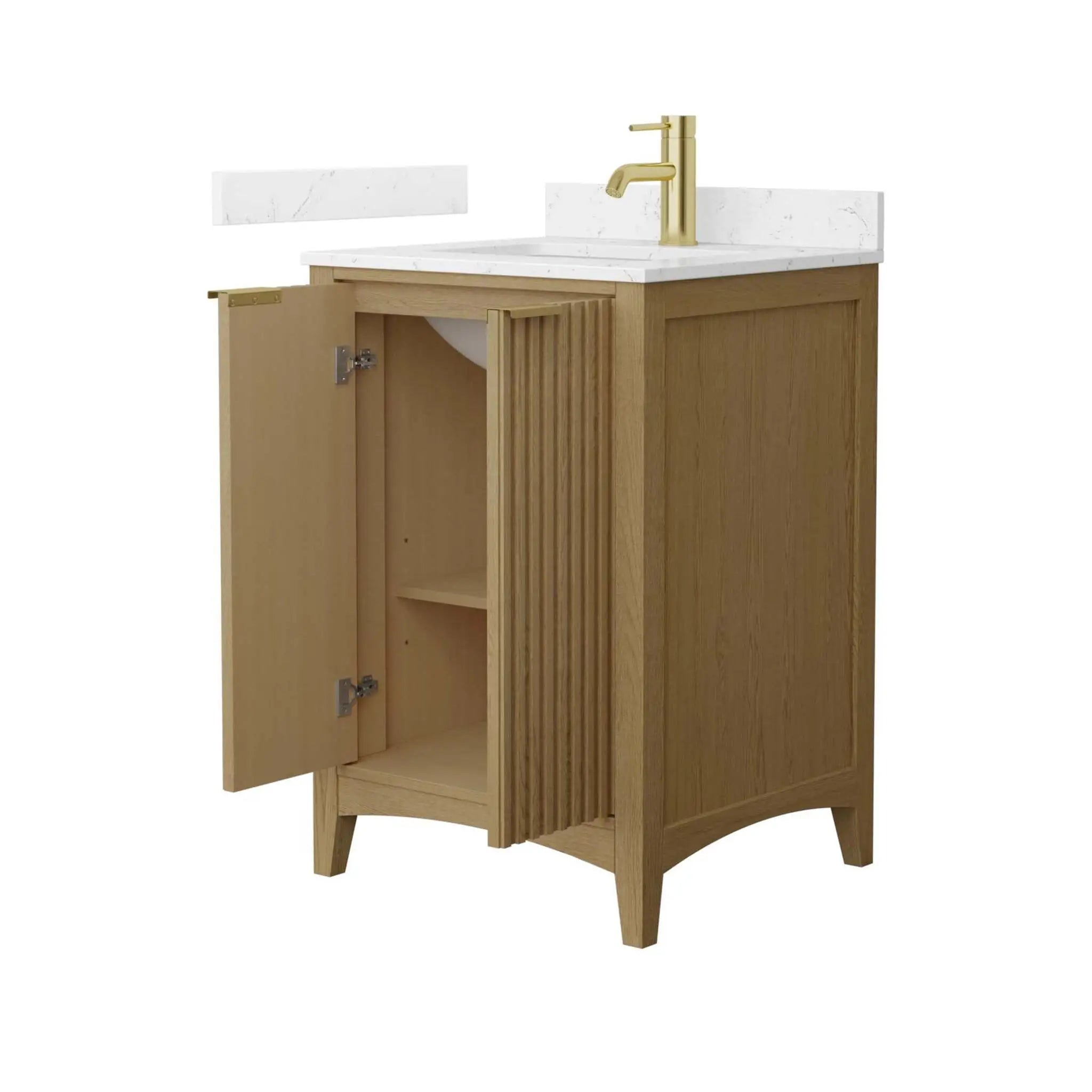 24" Palmilla Single Bathroom Vanity in Natural Oak with Brushed Gold Trim by Wyndham