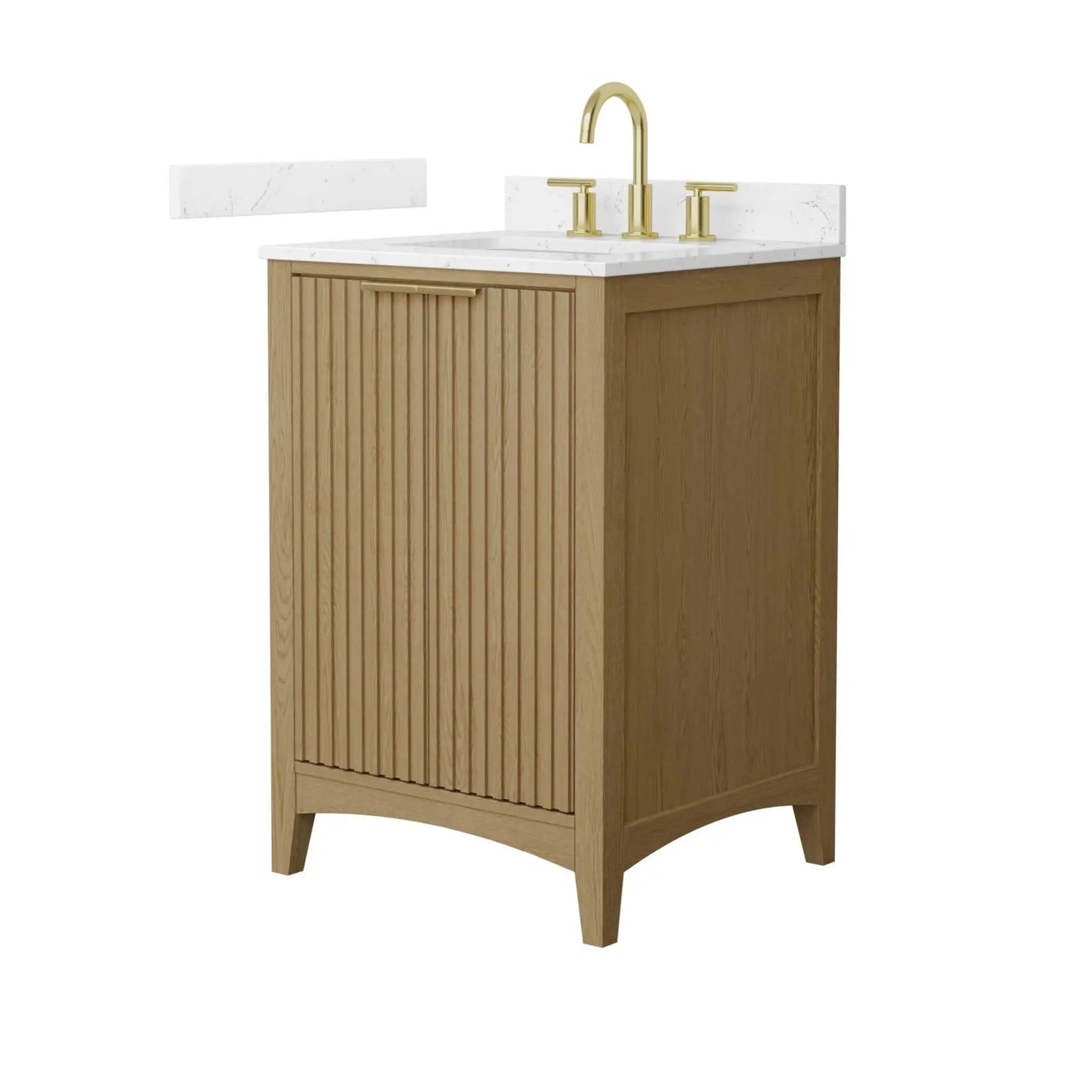 24" Palmilla Single Bathroom Vanity in Natural Oak with Brushed Gold Trim by Wyndham