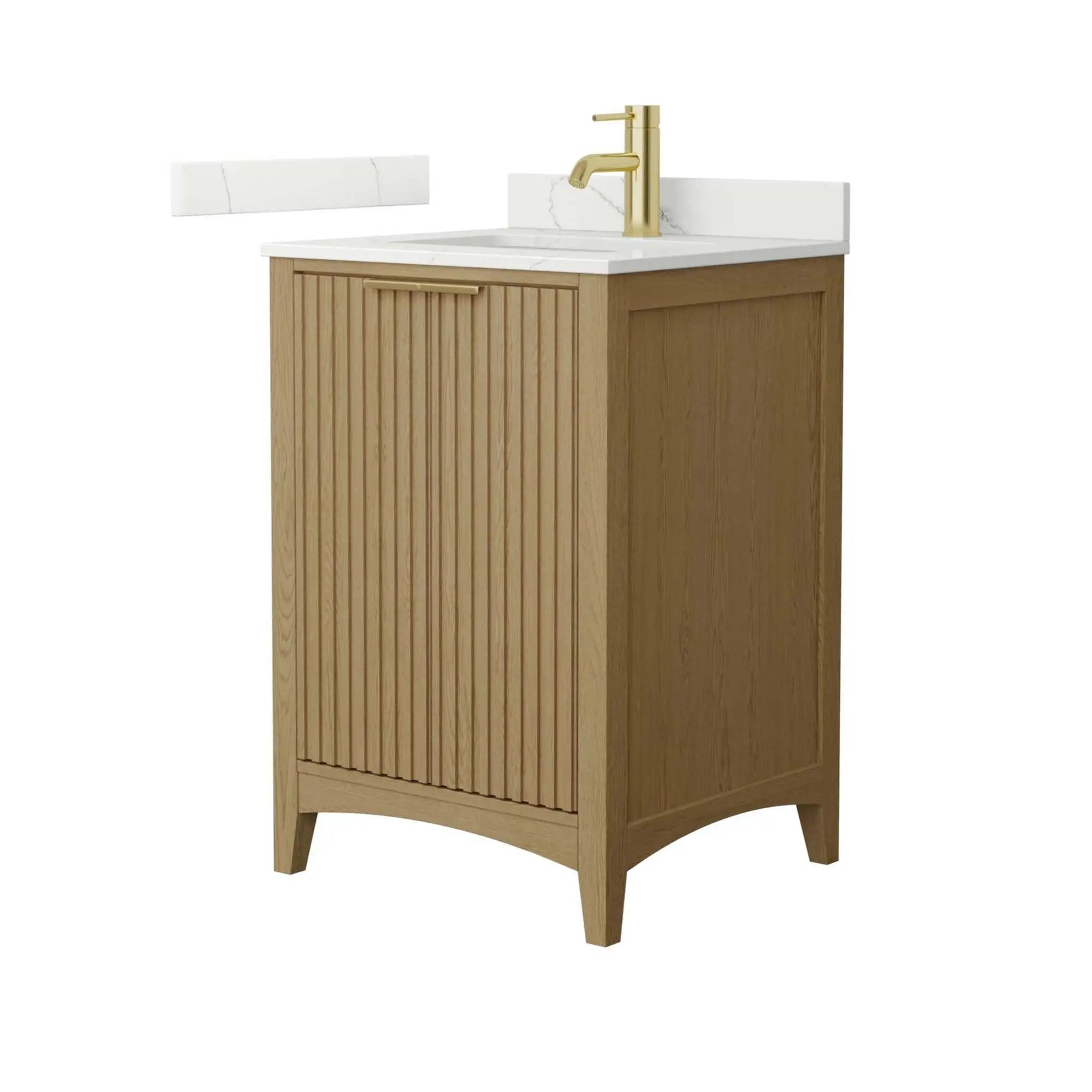 24" Palmilla Single Bathroom Vanity in Natural Oak with Brushed Gold Trim by Wyndham