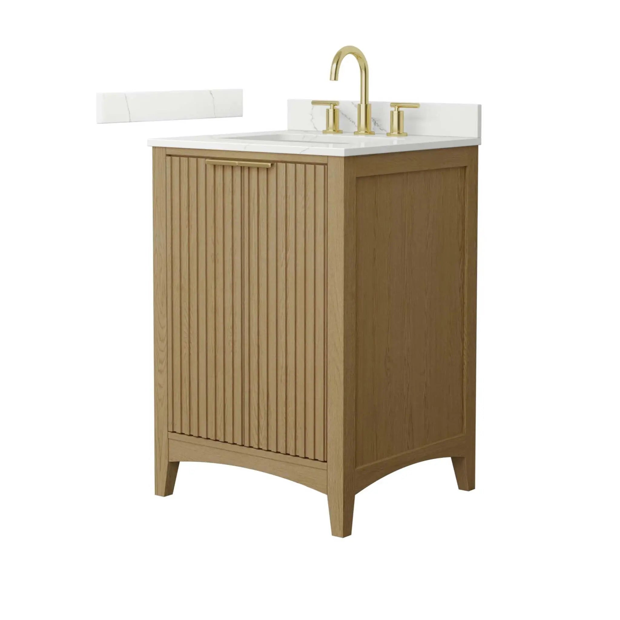 24" Palmilla Single Bathroom Vanity in Natural Oak with Brushed Gold Trim by Wyndham