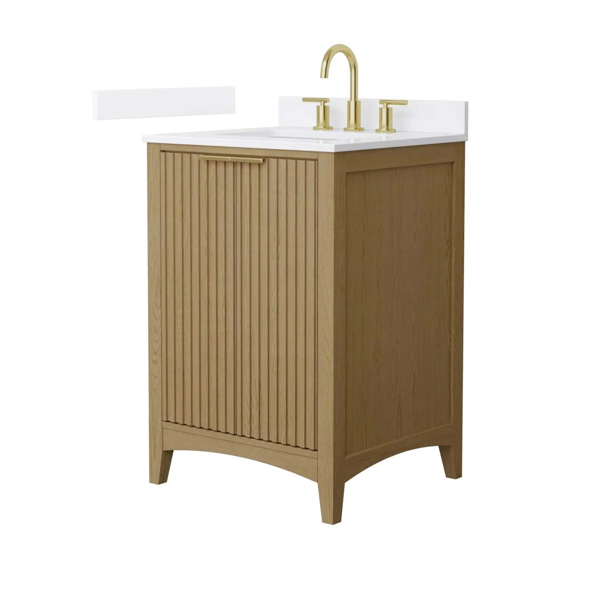 24" Palmilla Single Bathroom Vanity in Natural Oak with Brushed Gold Trim by Wyndham