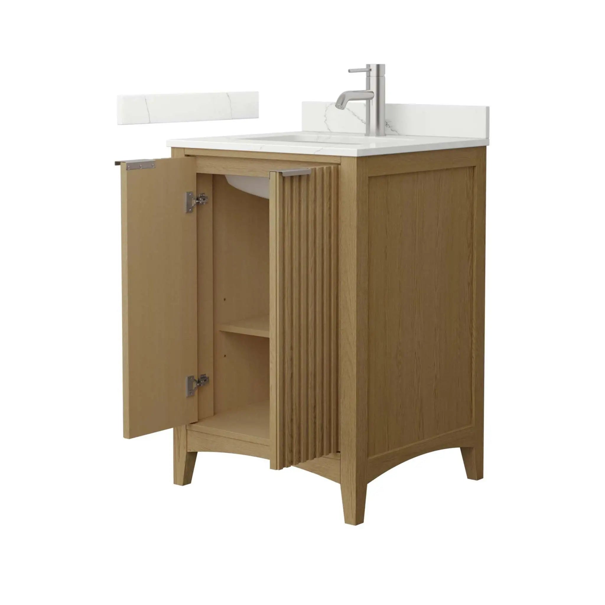 24" Palmilla Single Bathroom Vanity in Natural Oak with Brushed Nickel Trim by Wyndham
