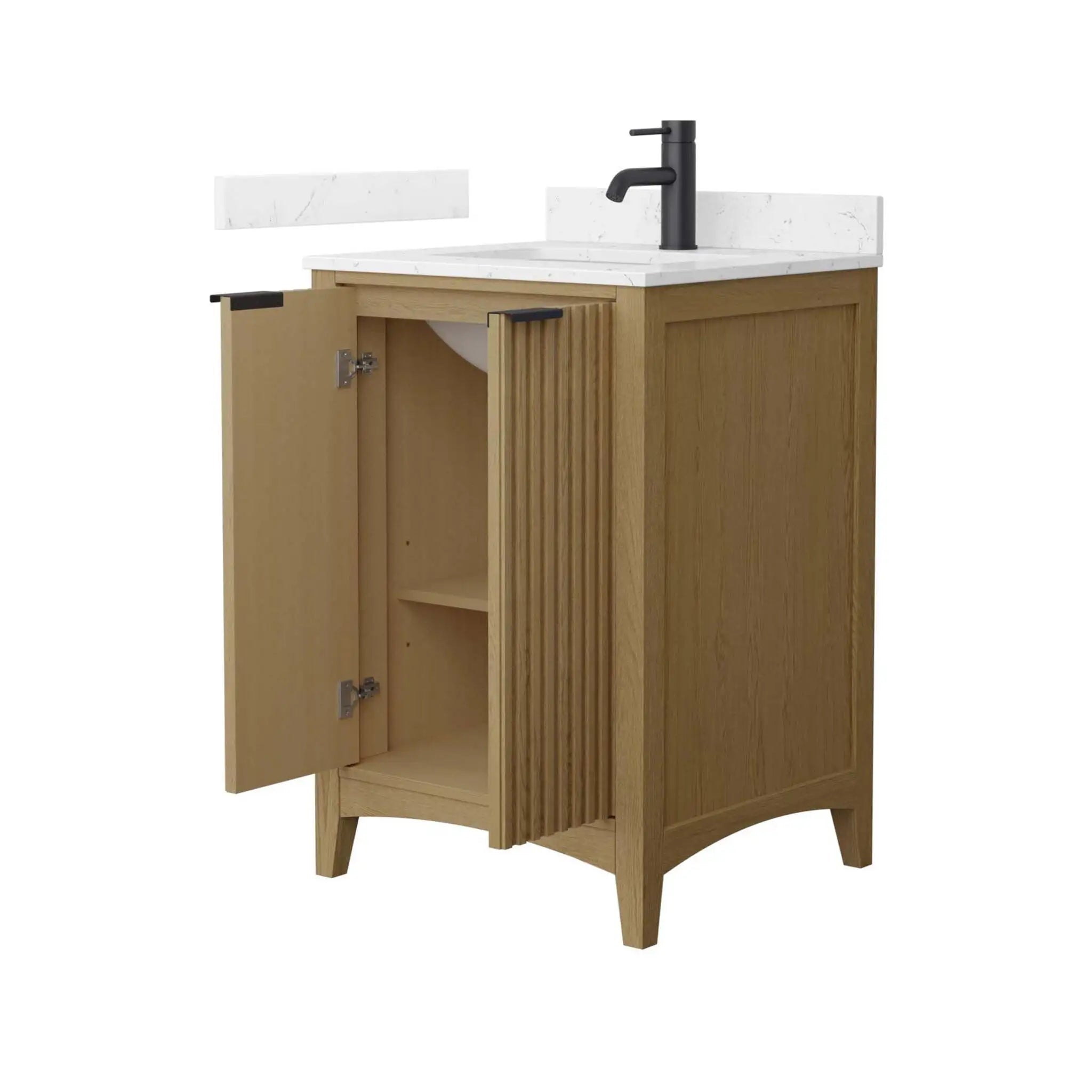 24" Palmilla Single Bathroom Vanity in Natural Oak with Matte Black Trim by Wyndham