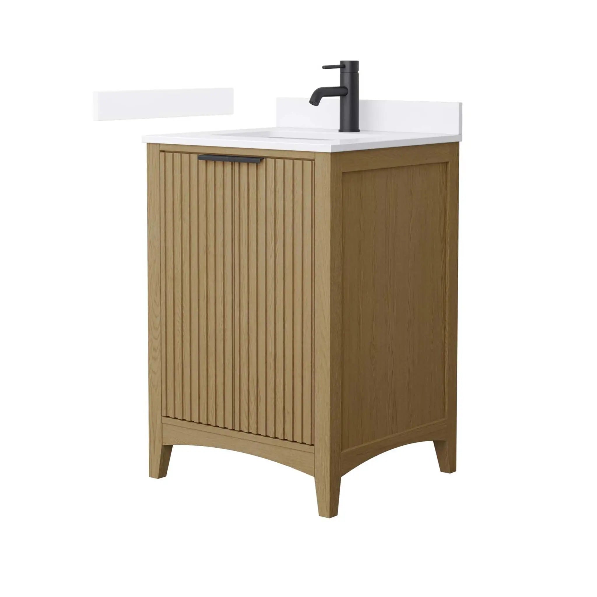 24" Palmilla Single Bathroom Vanity in Natural Oak with Matte Black Trim by Wyndham