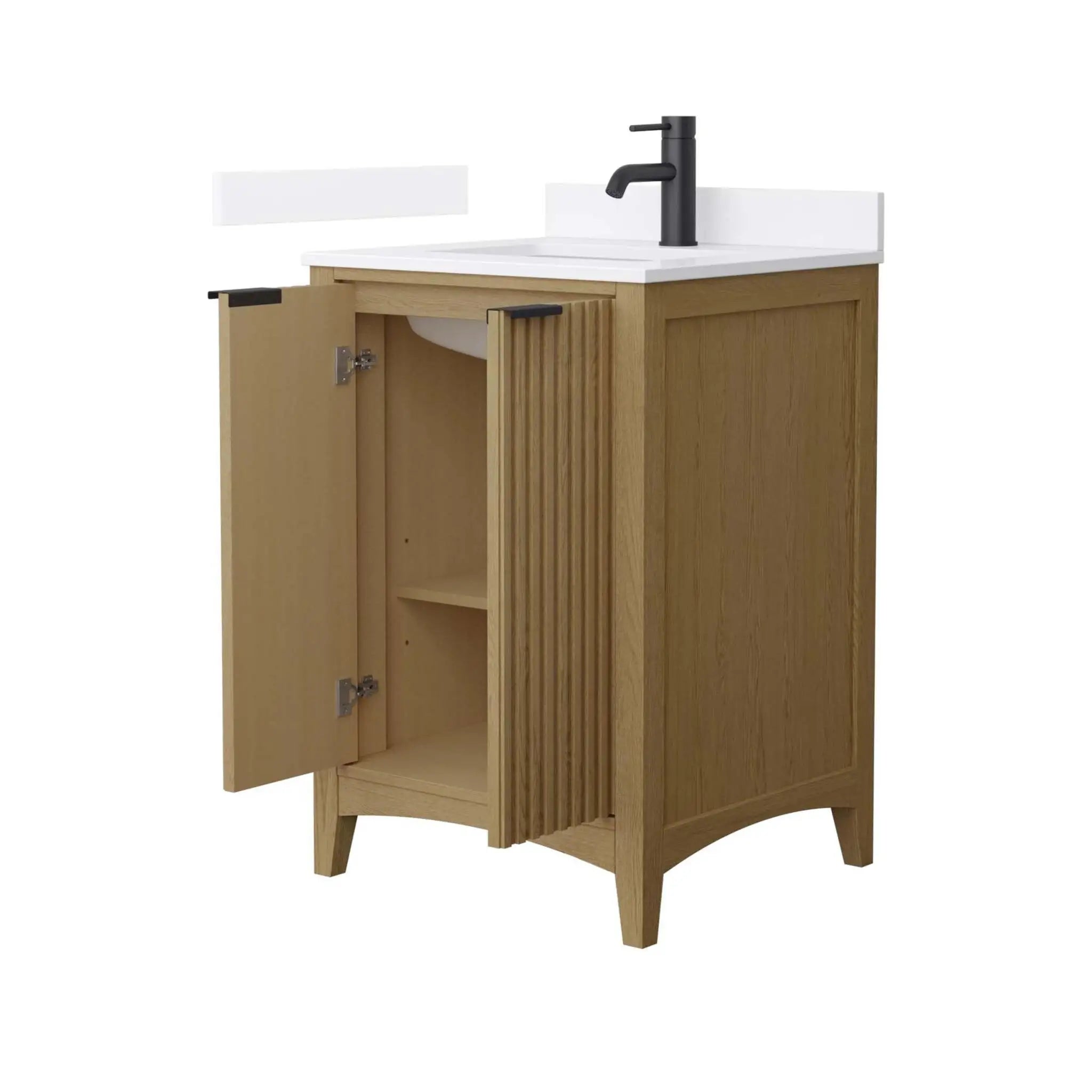 24" Palmilla Single Bathroom Vanity in Natural Oak with Matte Black Trim by Wyndham