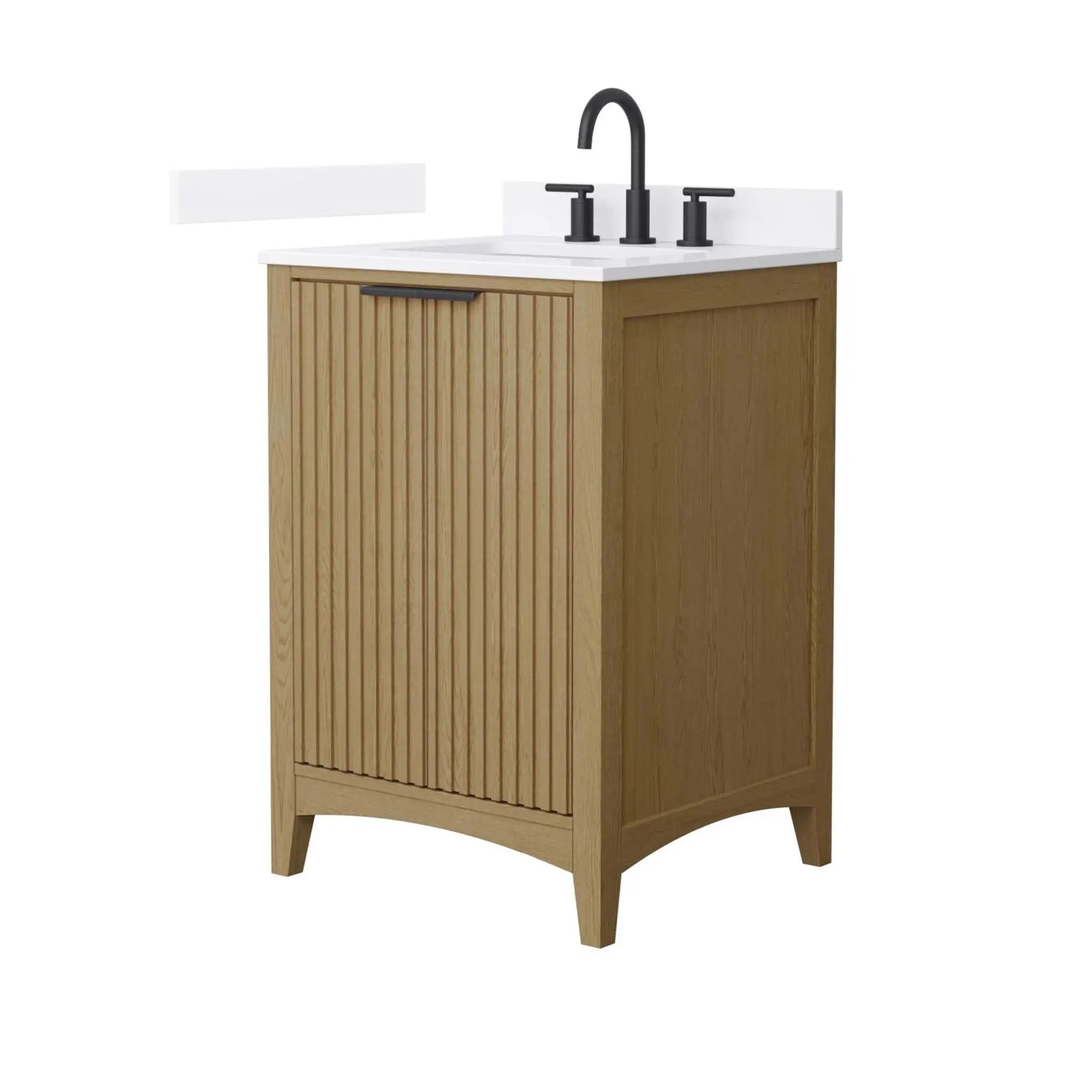 24" Palmilla Single Bathroom Vanity in Natural Oak with Matte Black Trim by Wyndham