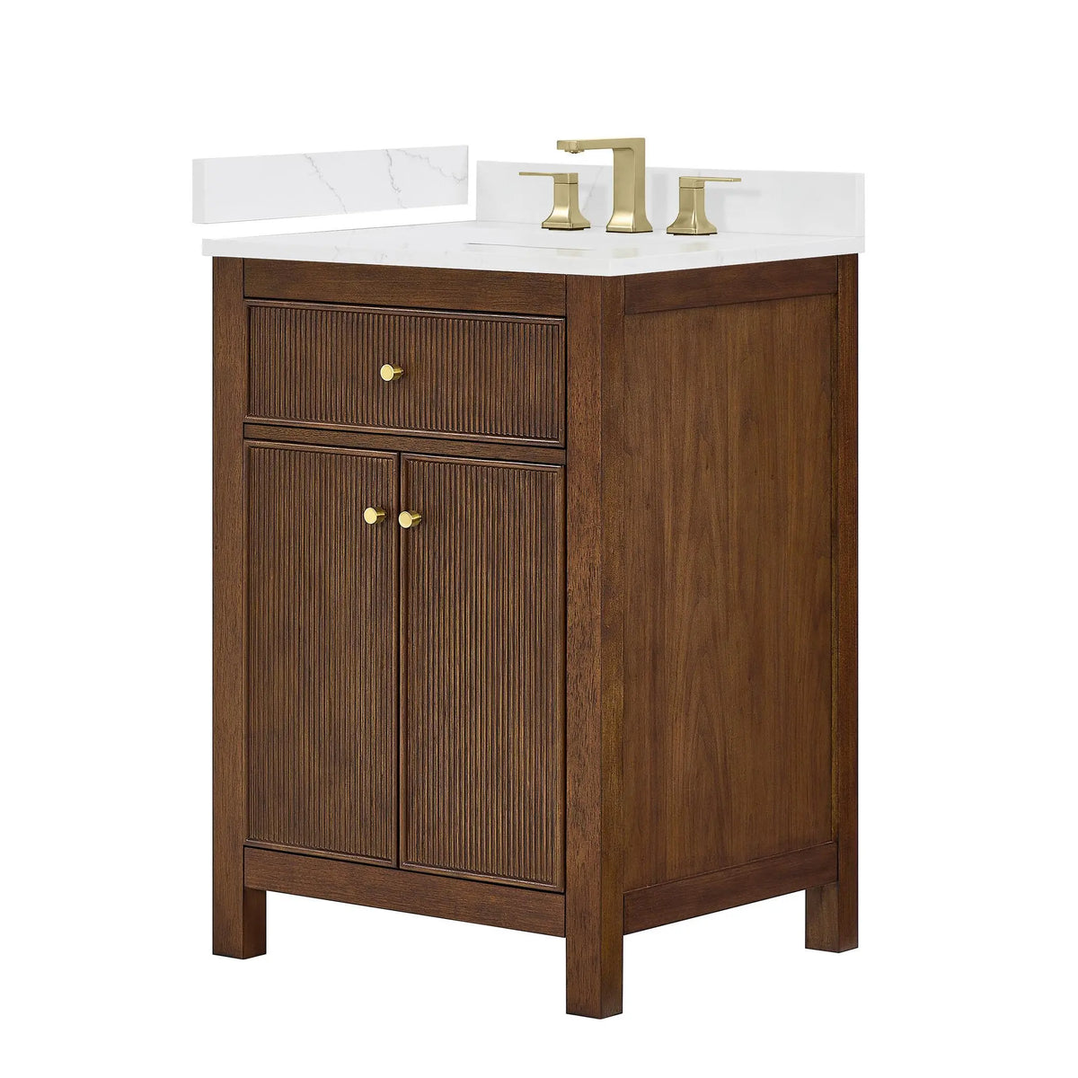 24" Pendry Single Bathroom Vanity Dark Walnut Brushed Gold Trim by wyndham View 17