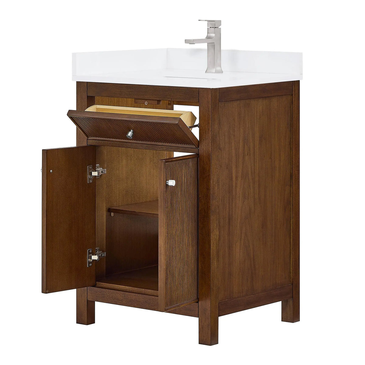 24" Pendry Single Bathroom Vanity Dark Walnut Brushed Nickel Trim by wyndham View 7