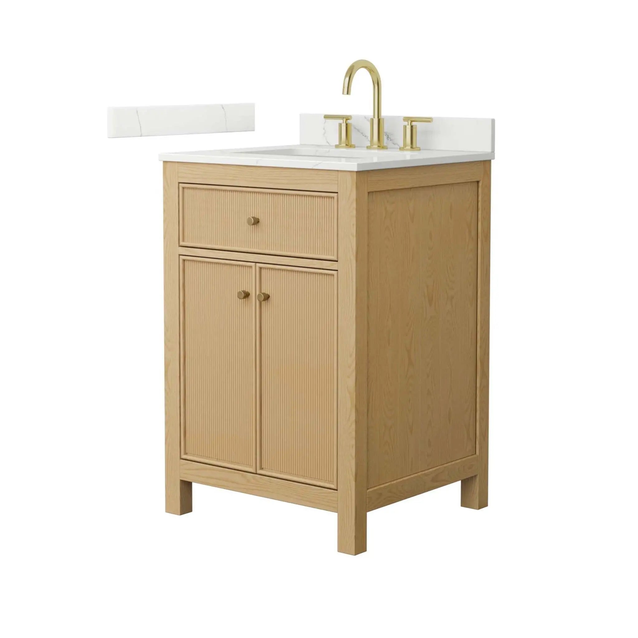 24" Pendry Single Bathroom Vanity in Tanned Oak with Brushed Gold Trim by Wyndham