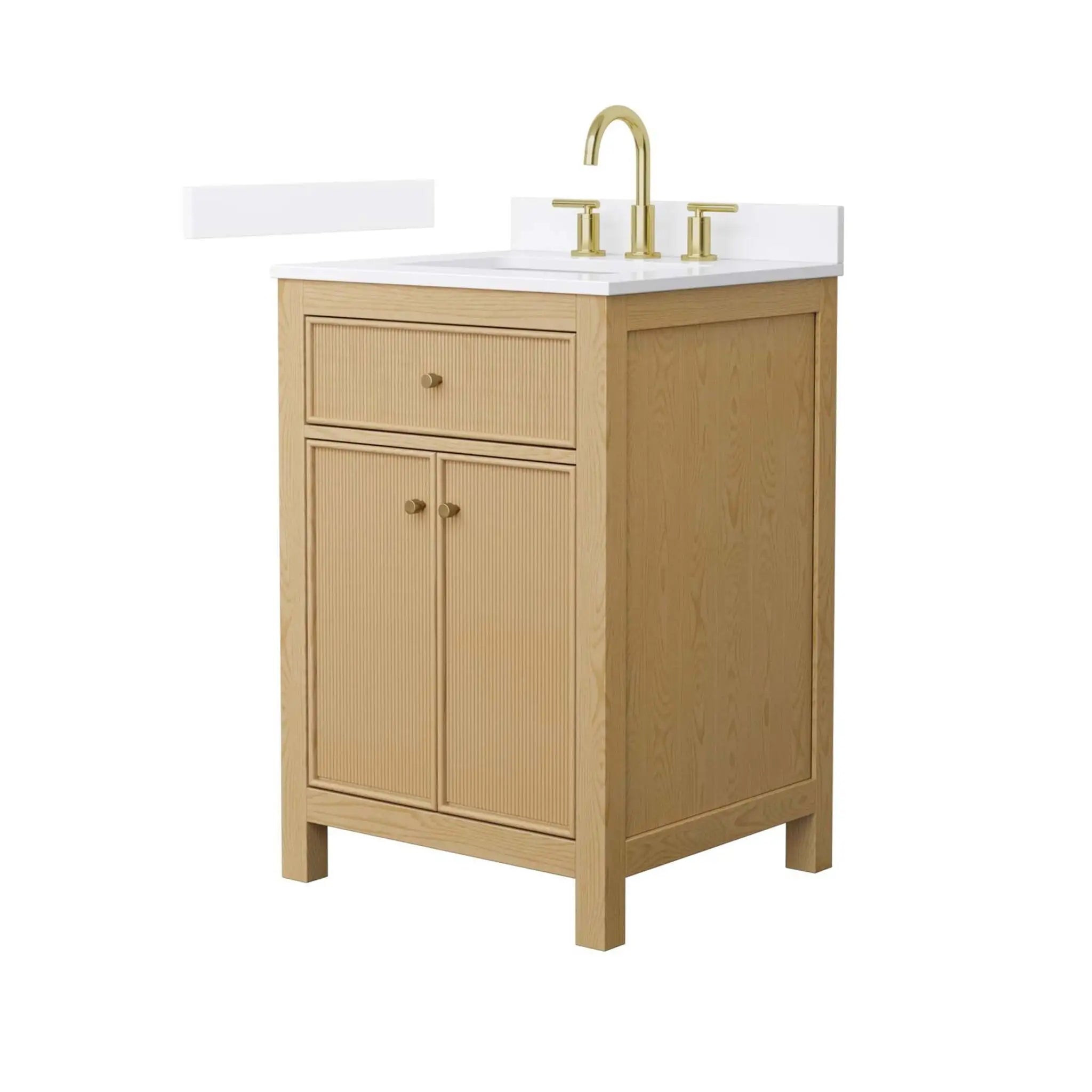 24" Pendry Single Bathroom Vanity in Tanned Oak with Brushed Gold Trim by Wyndham