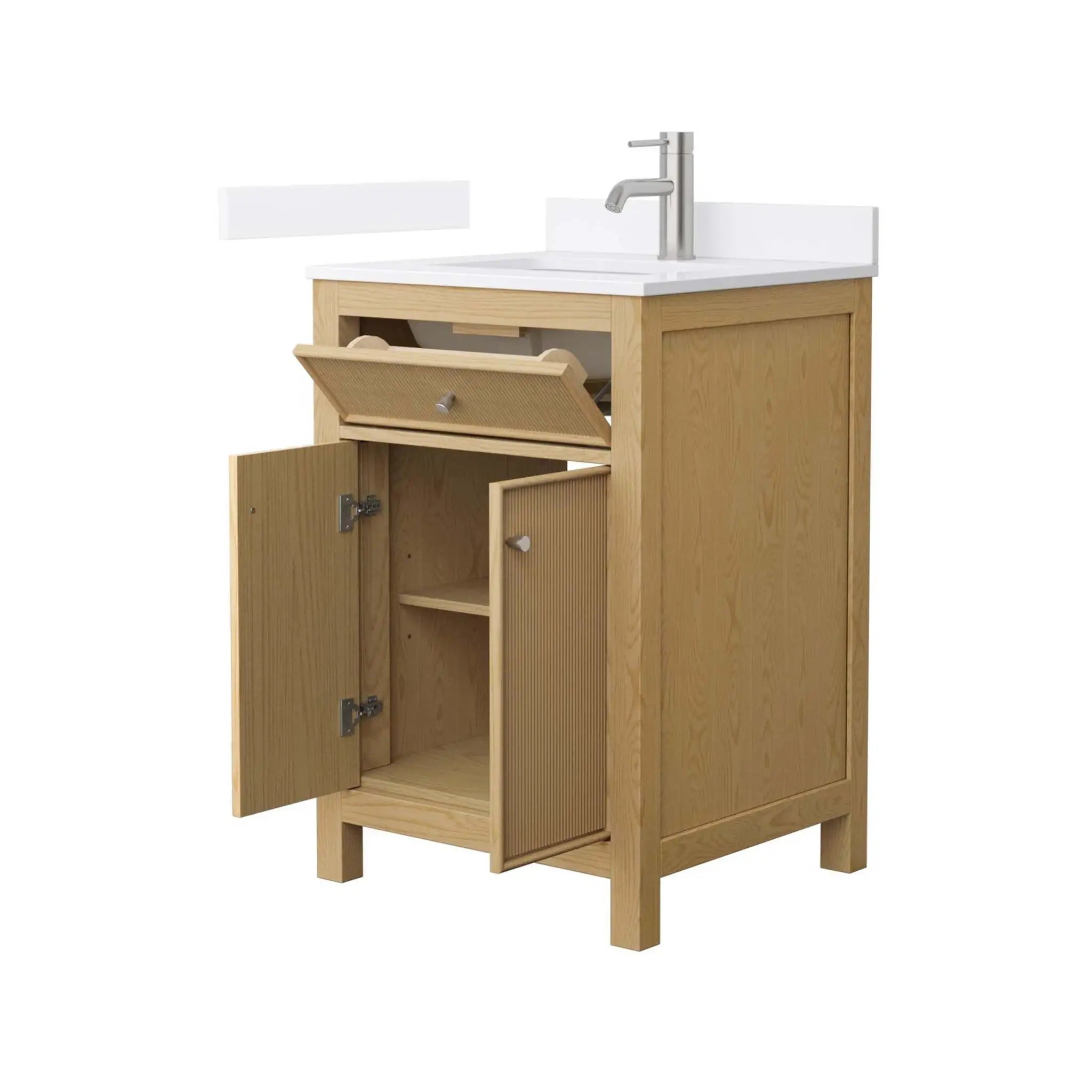 24" Pendry Single Bathroom Vanity in Tanned Oak with Brushed Nickel Trim by Wyndham