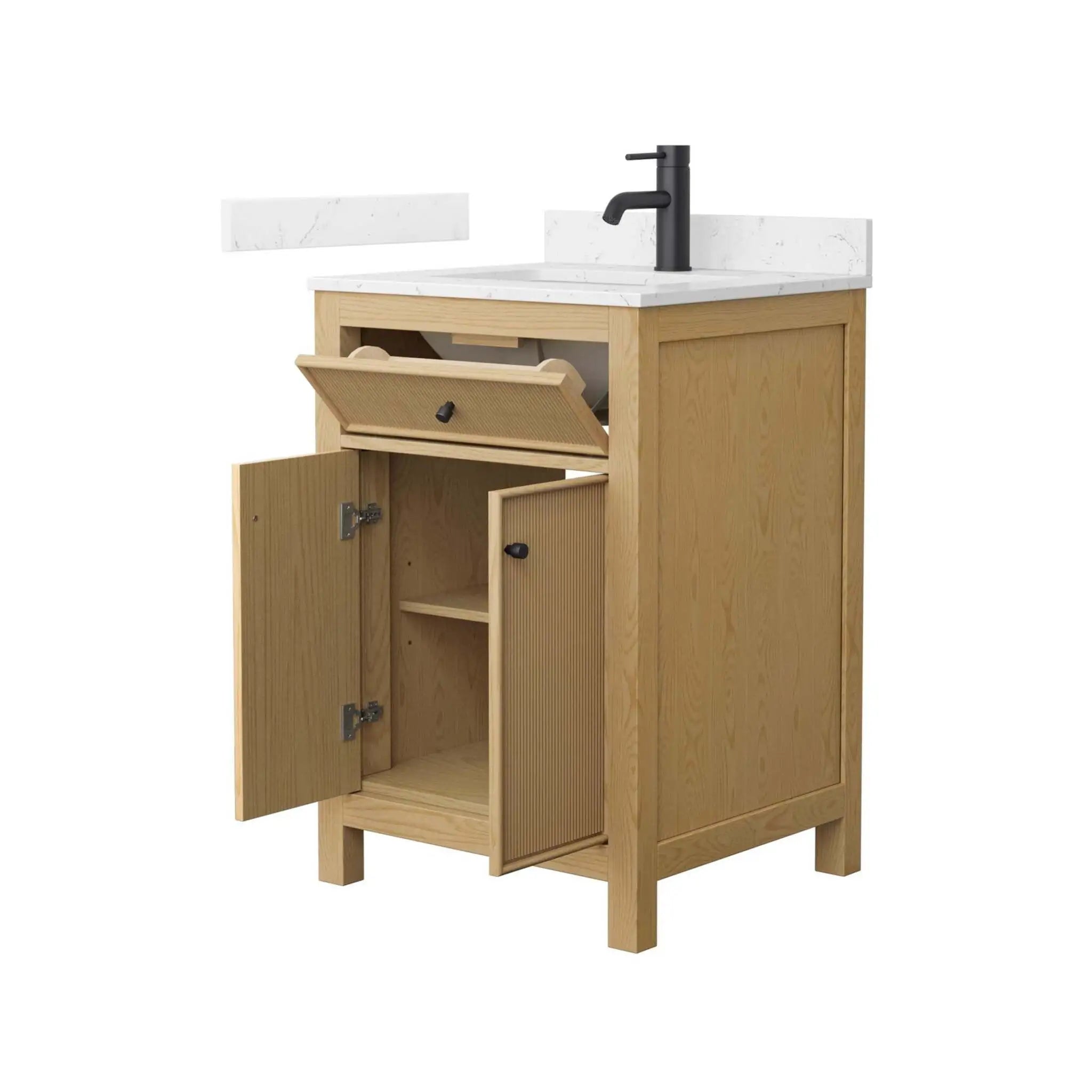 24" Pendry Single Bathroom Vanity in Tanned Oak with Matte Black Trim by Wyndham