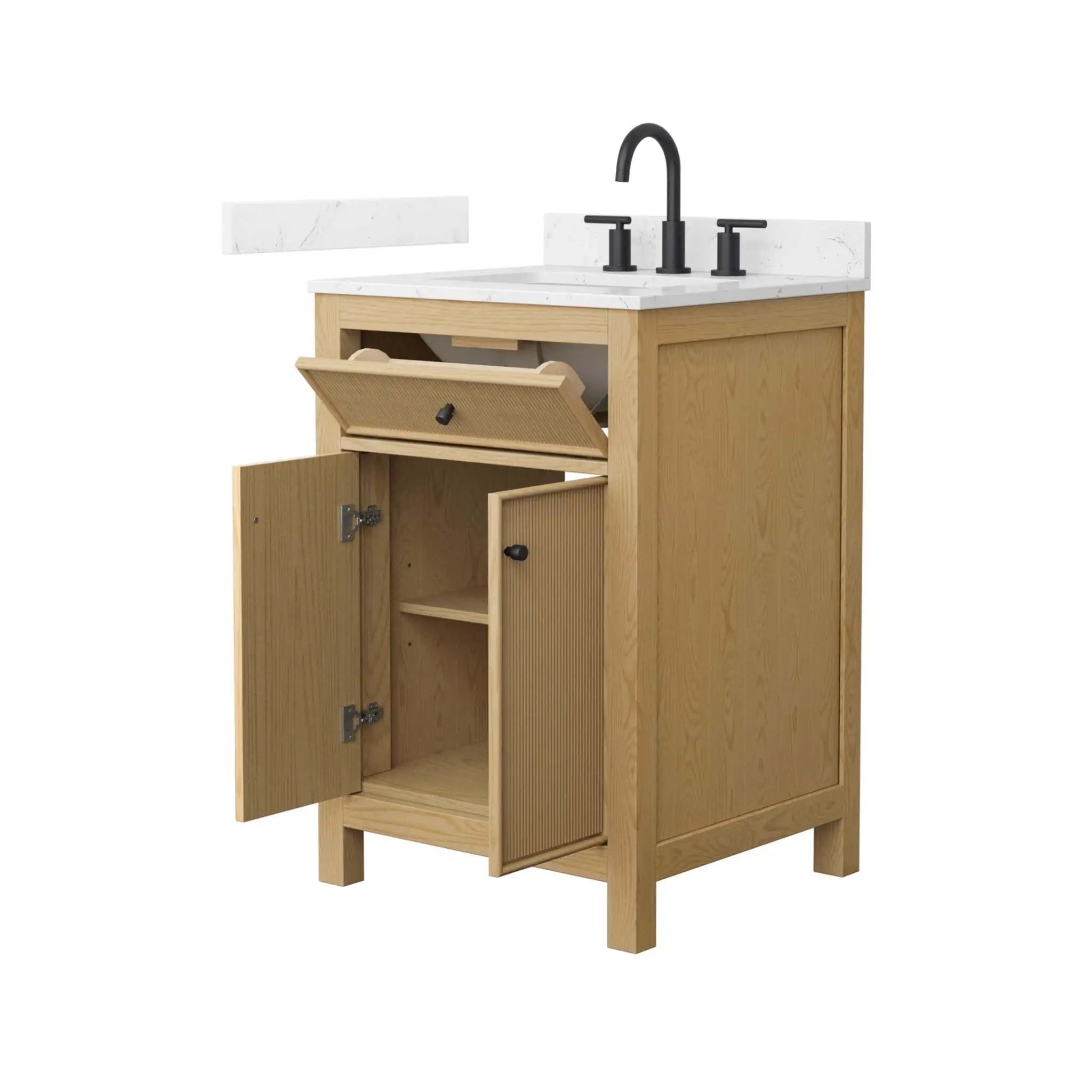 24" Pendry Single Bathroom Vanity in Tanned Oak with Matte Black Trim by Wyndham