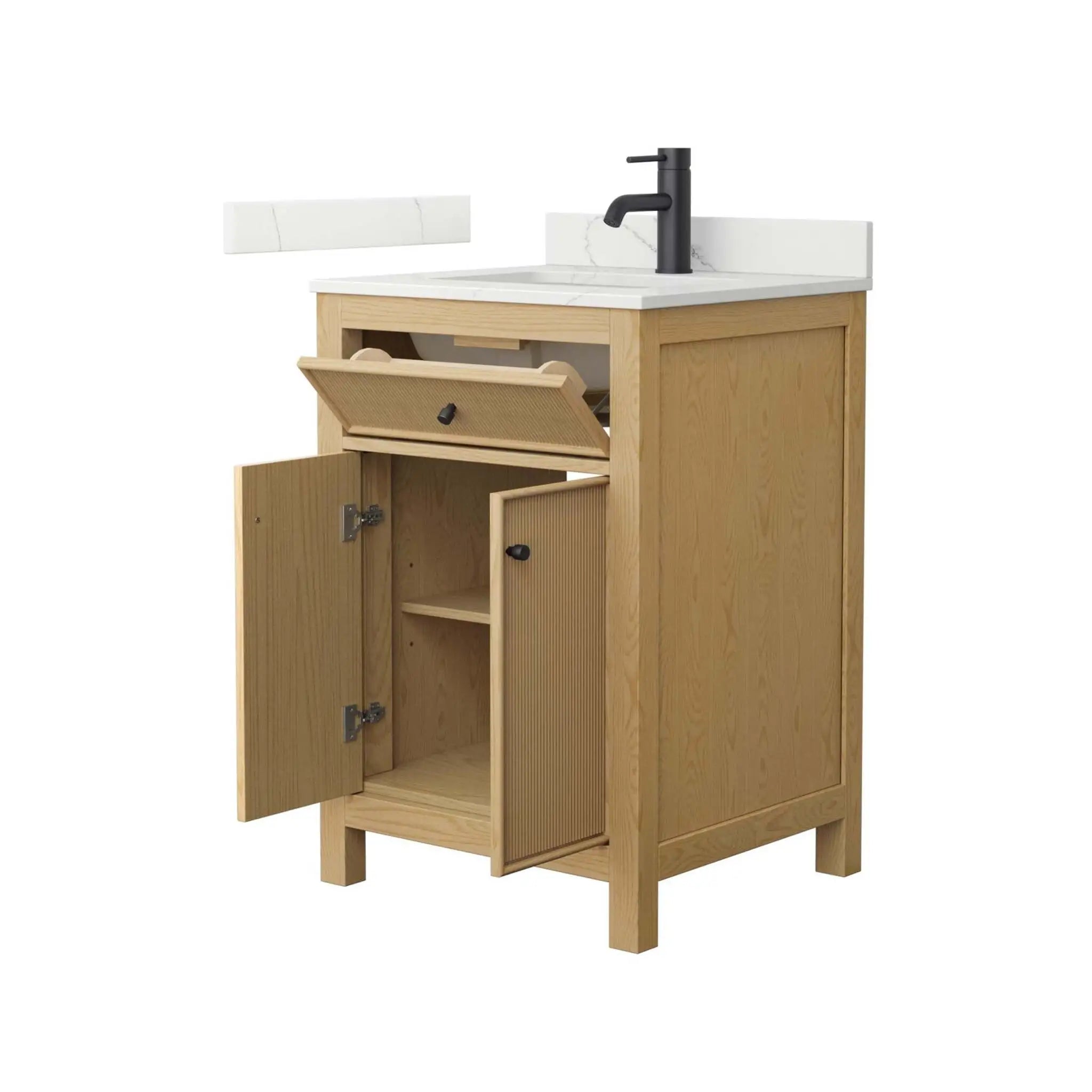 24" Pendry Single Bathroom Vanity in Tanned Oak with Matte Black Trim by Wyndham
