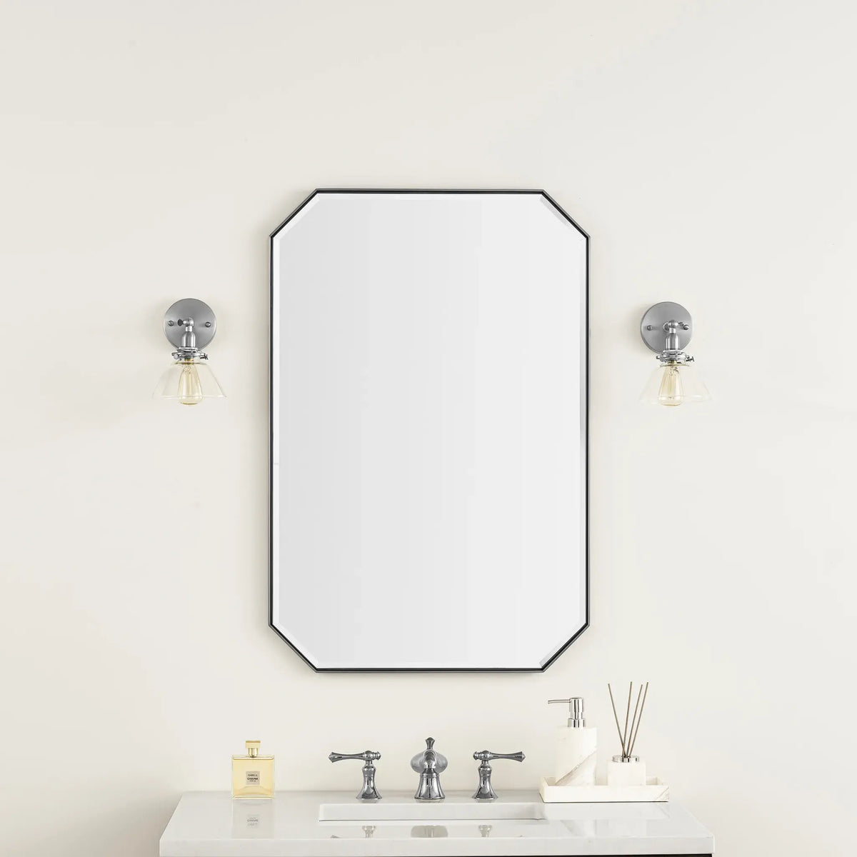 24 Inch Rohe Octagonal Mirror - Satin Nickel Image 2