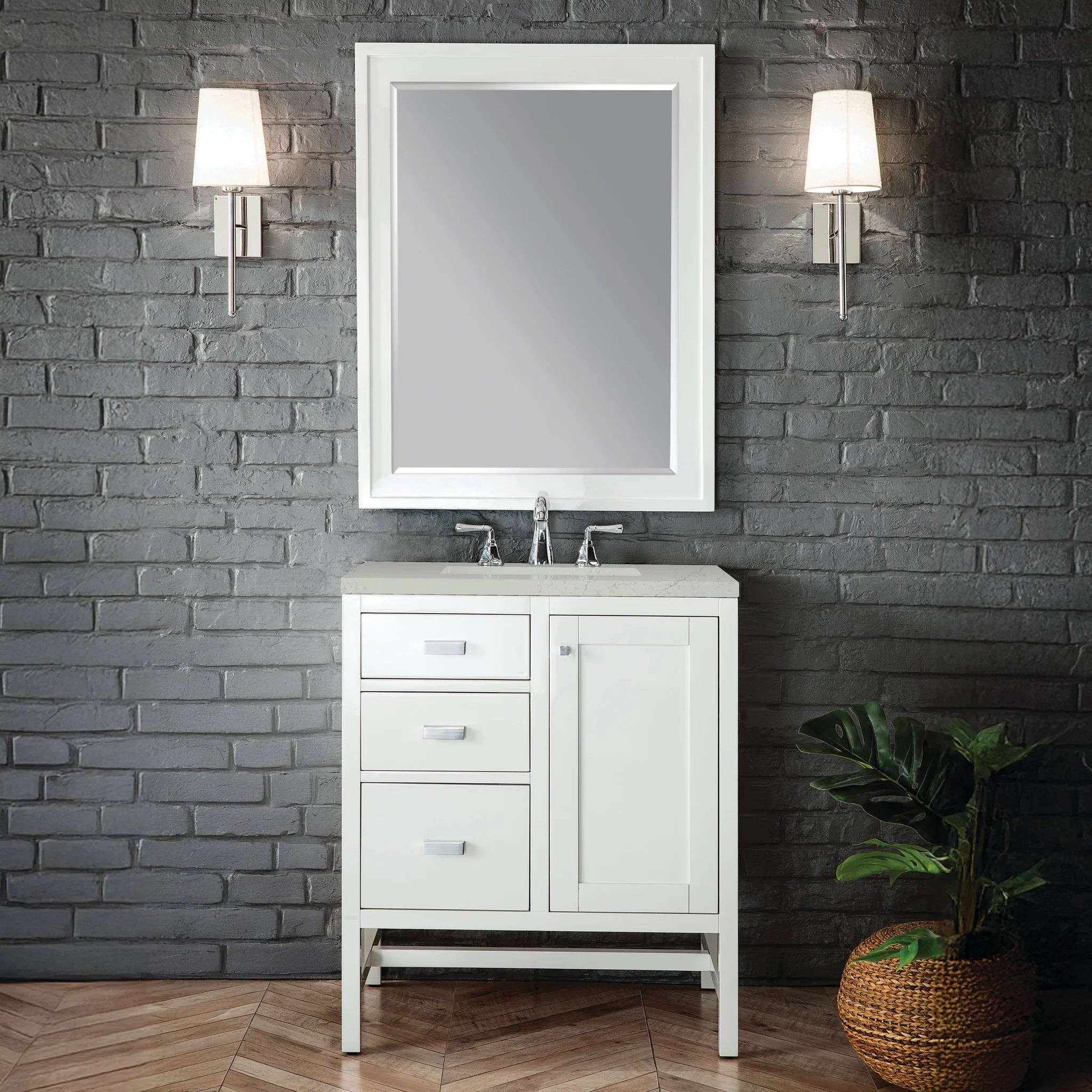 30-addison-single-vanity-cabinet-in-glossy-white-by-james-martin-vanities-e444-v30-gw-siberian-silestone image 1