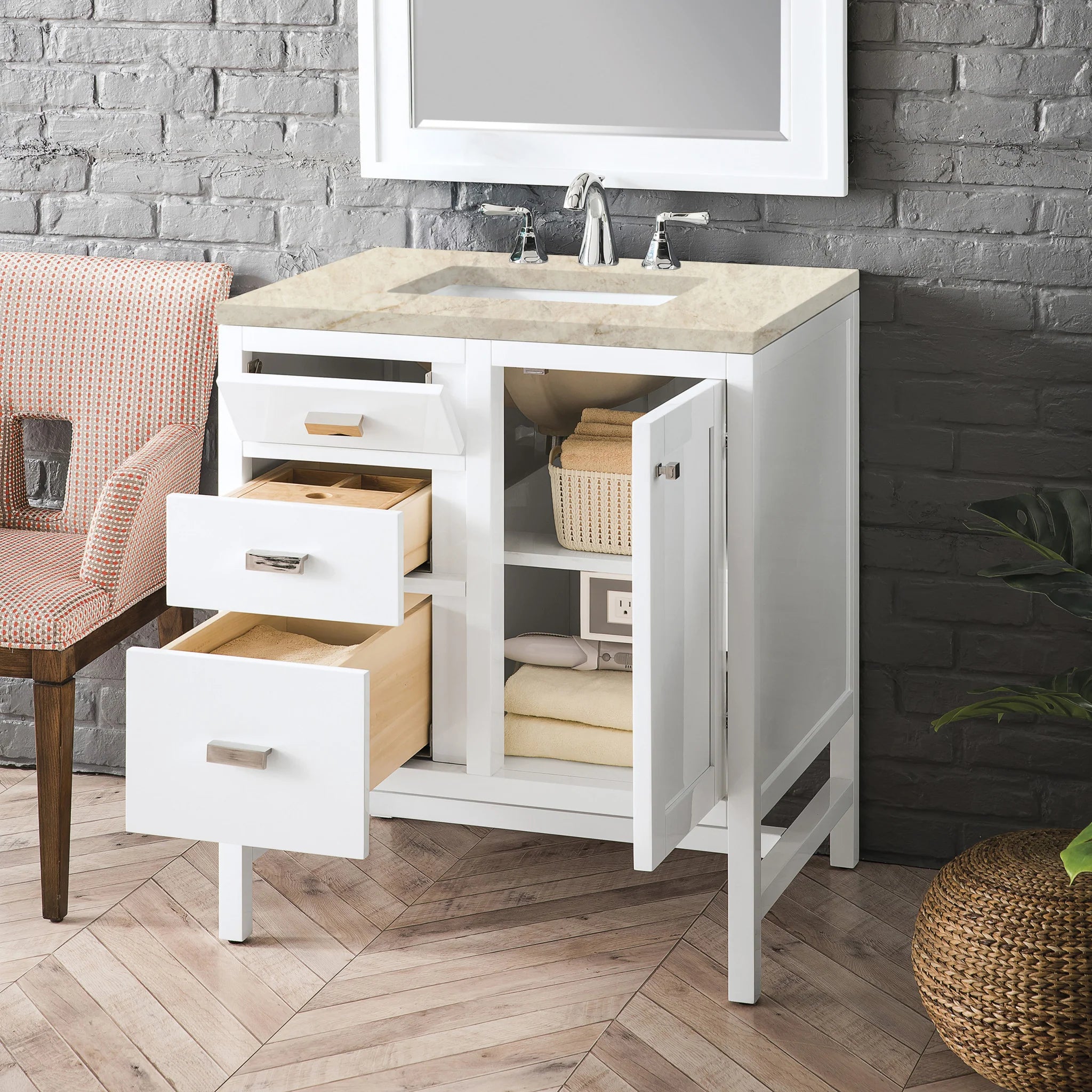 30-addison-single-vanity-cabinet-in-glossy-white-by-james-martin-vanities-e444-v30-gw-tajnar-eclos-zero-silica image 2