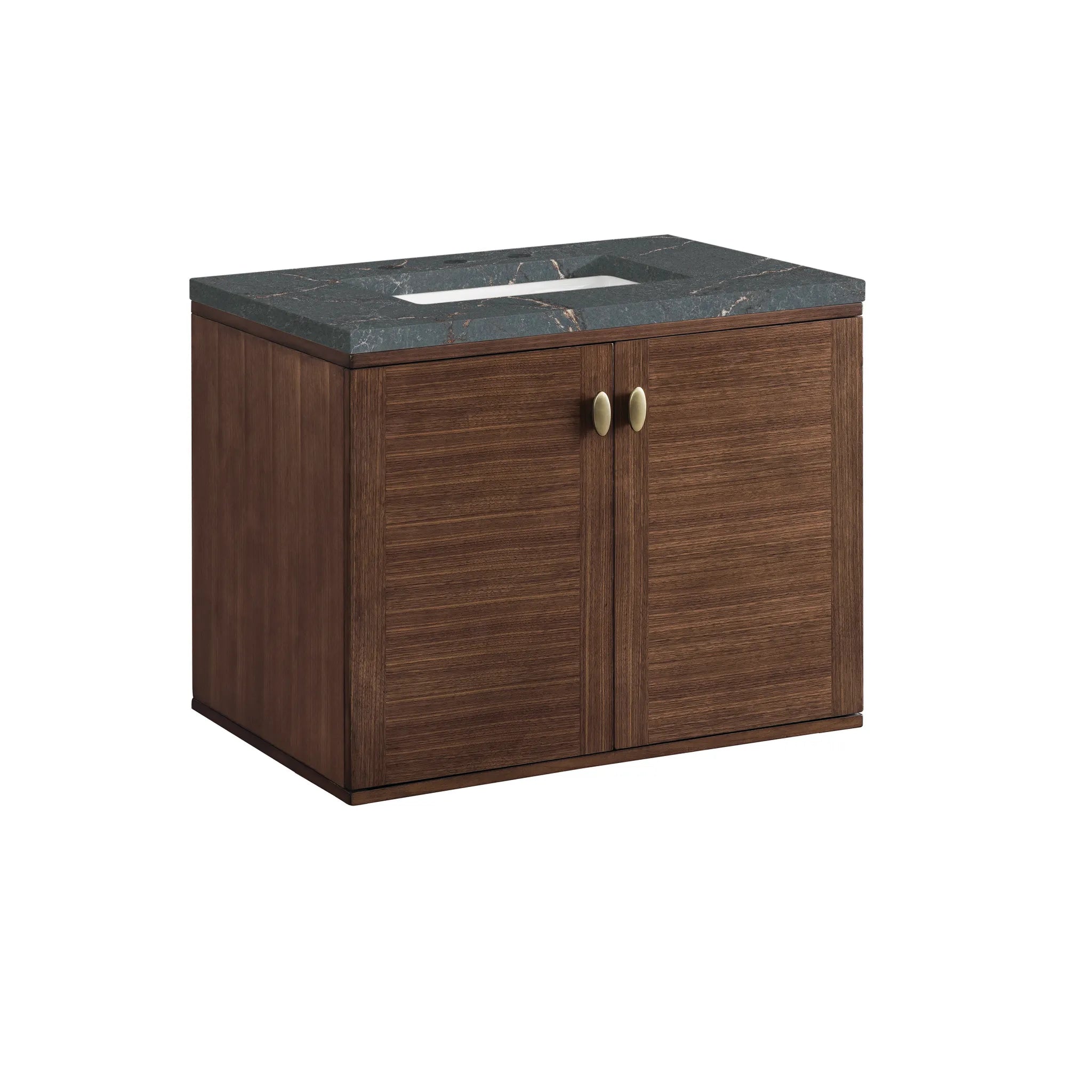 30" Amberly Single Vanity in Mid-Century Walnut-Parisien Bleu Silestone-8" Widespread image 11