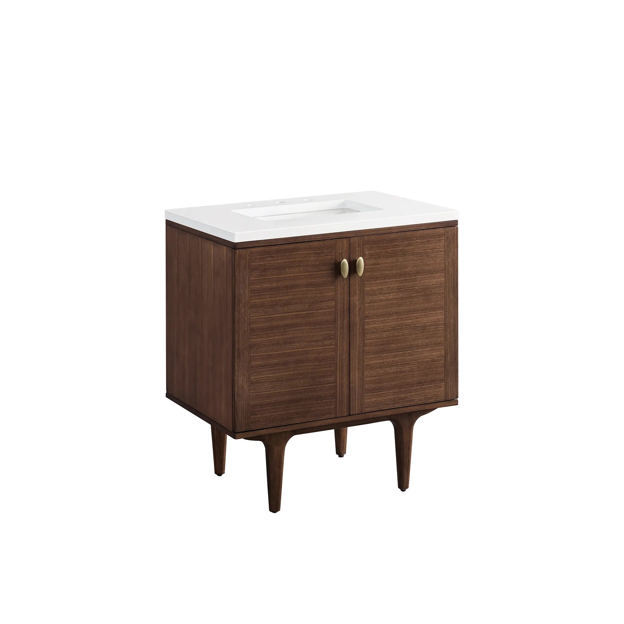 30" Amberly Single Vanity in Mid-Century Walnut-White Zeus Silestone-8" Widespread image 12