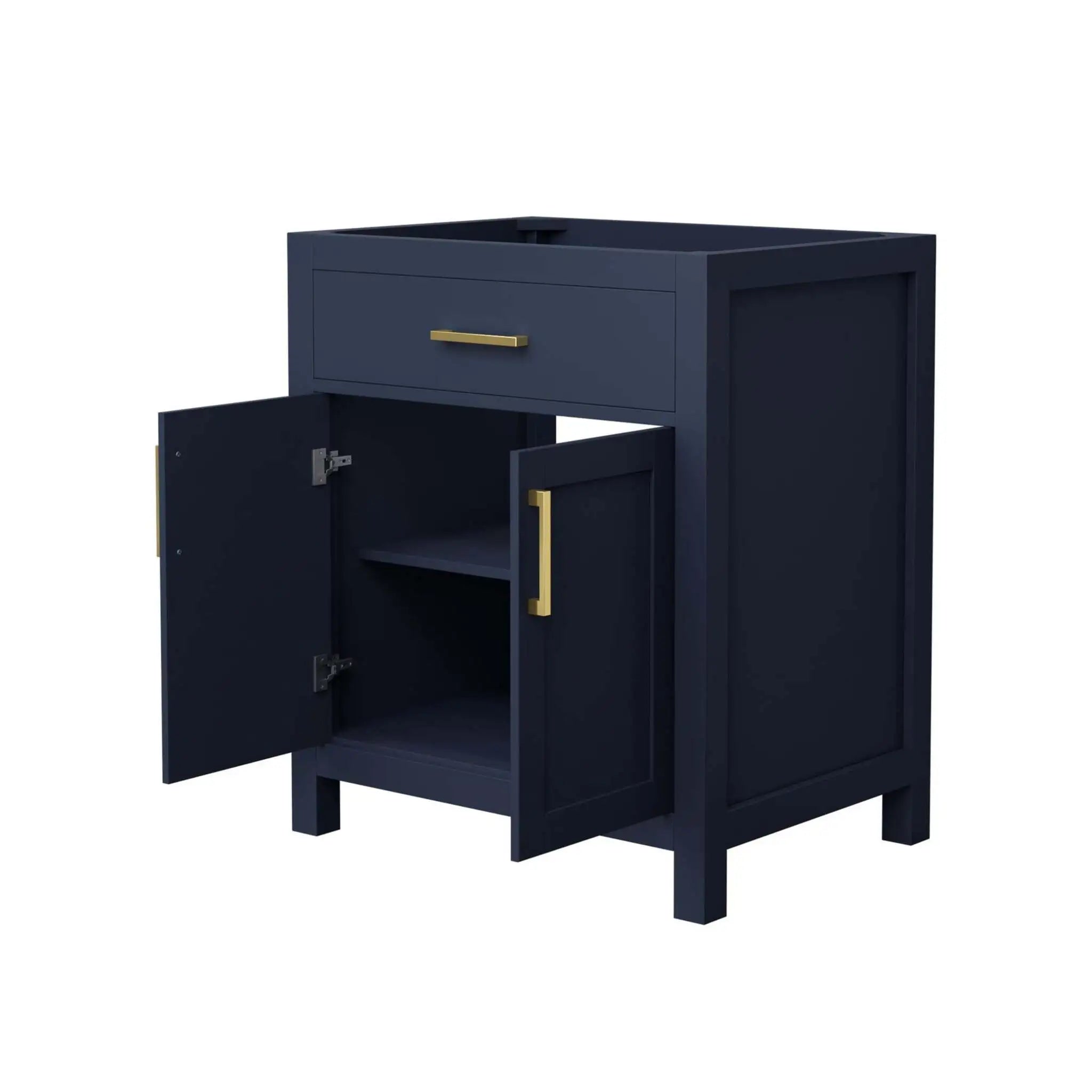 30" Beckett Single Bathroom Vanity in Dark Blue with Brushed Gold Trim by Wyndham
