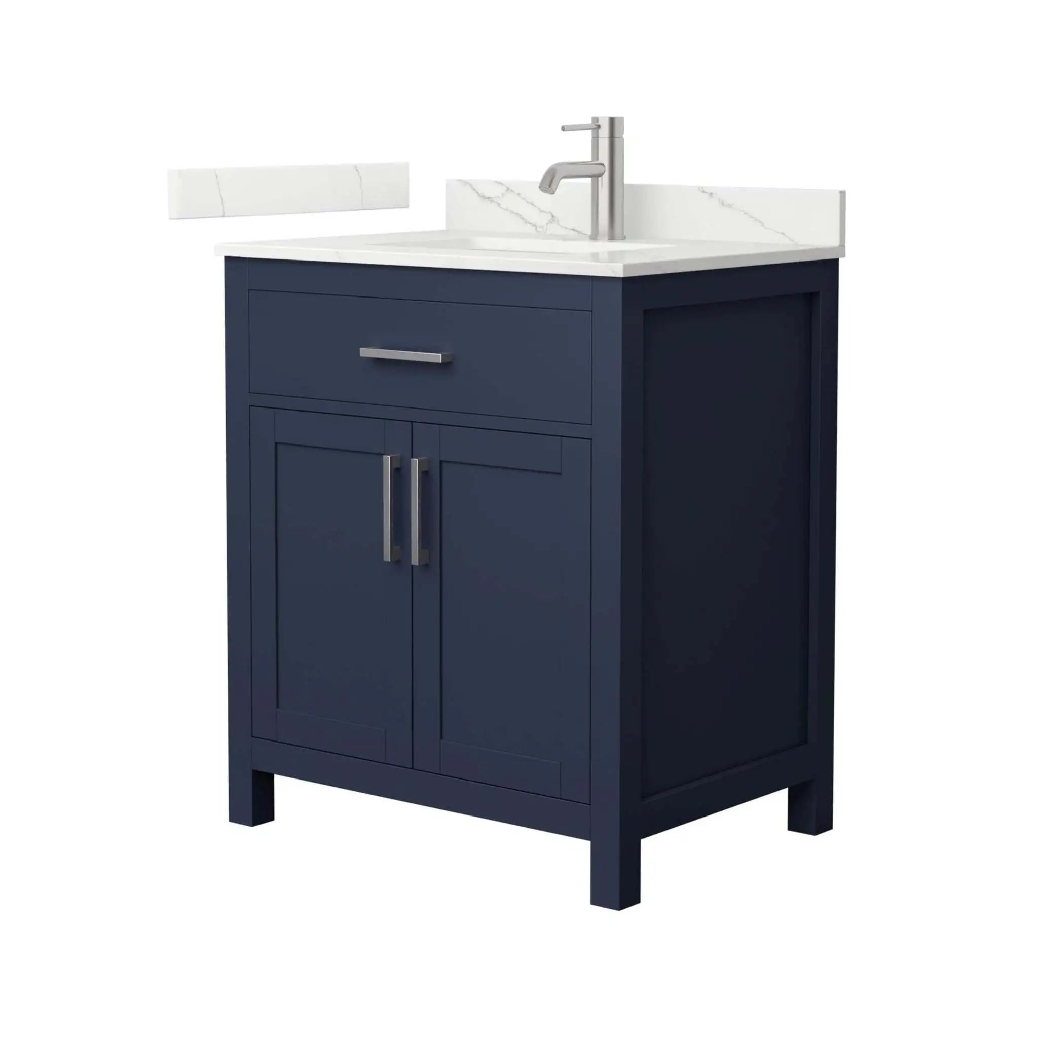 30" Beckett Single Bathroom Vanity in Dark Blue with Brushed Nickel Trim by Wyndham
