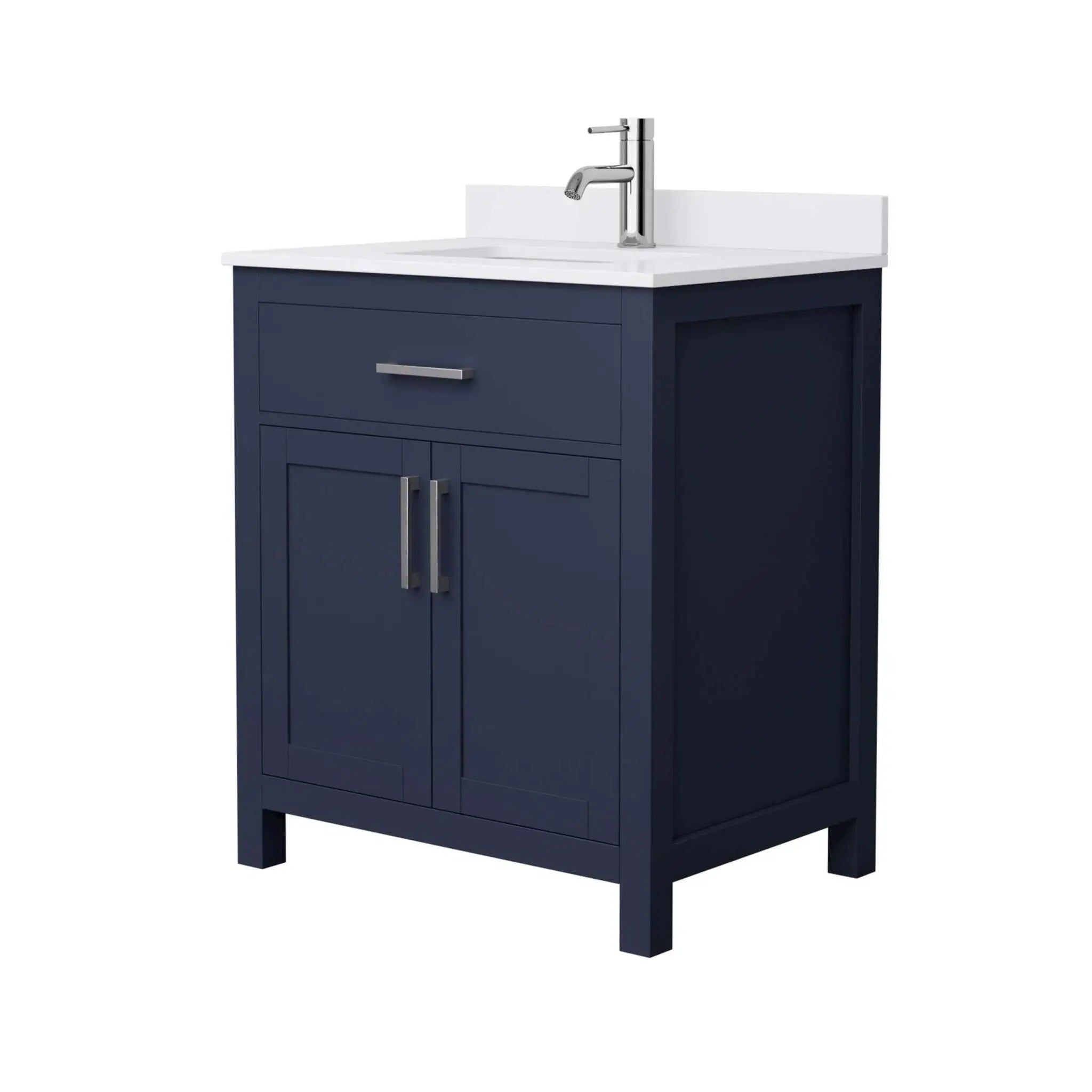 30" Beckett Single Bathroom Vanity in Dark Blue with Brushed Nickel Trim by Wyndham