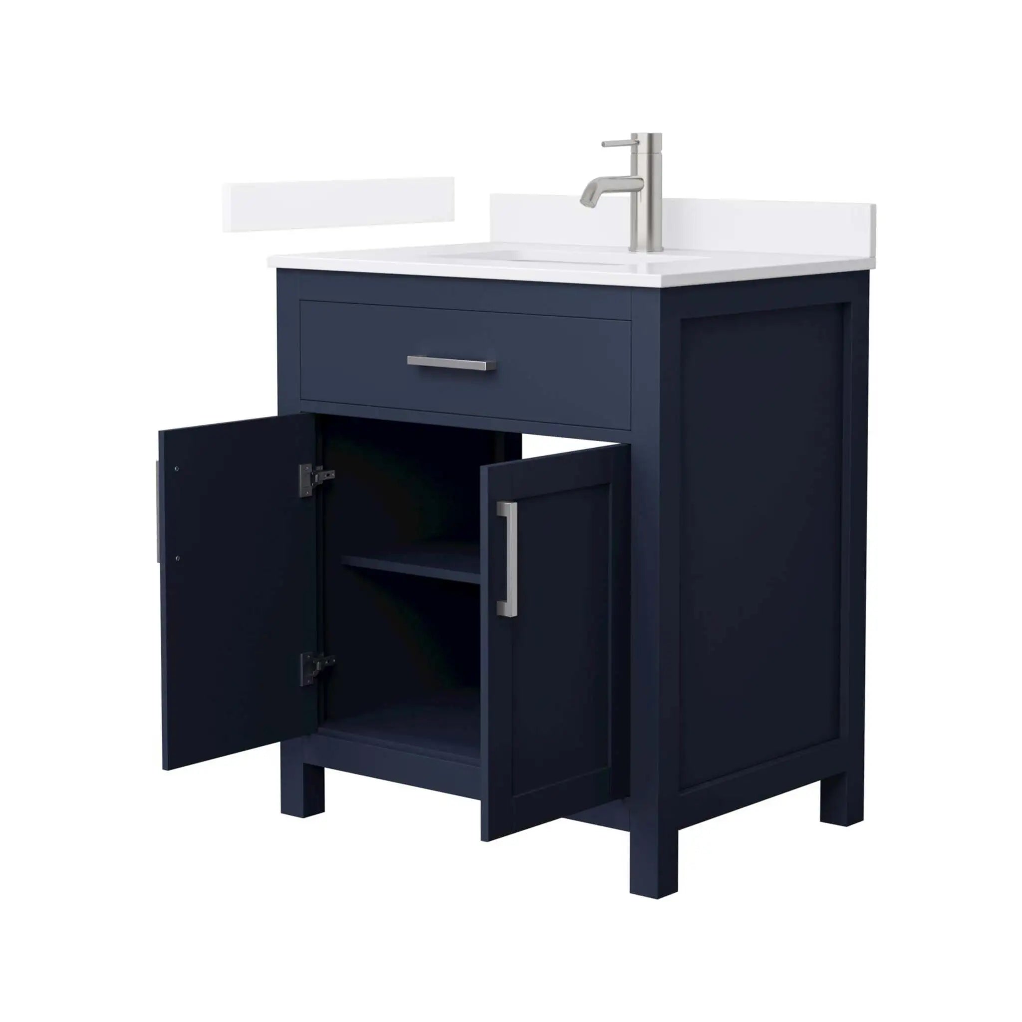 30" Beckett Single Bathroom Vanity in Dark Blue with Brushed Nickel Trim by Wyndham