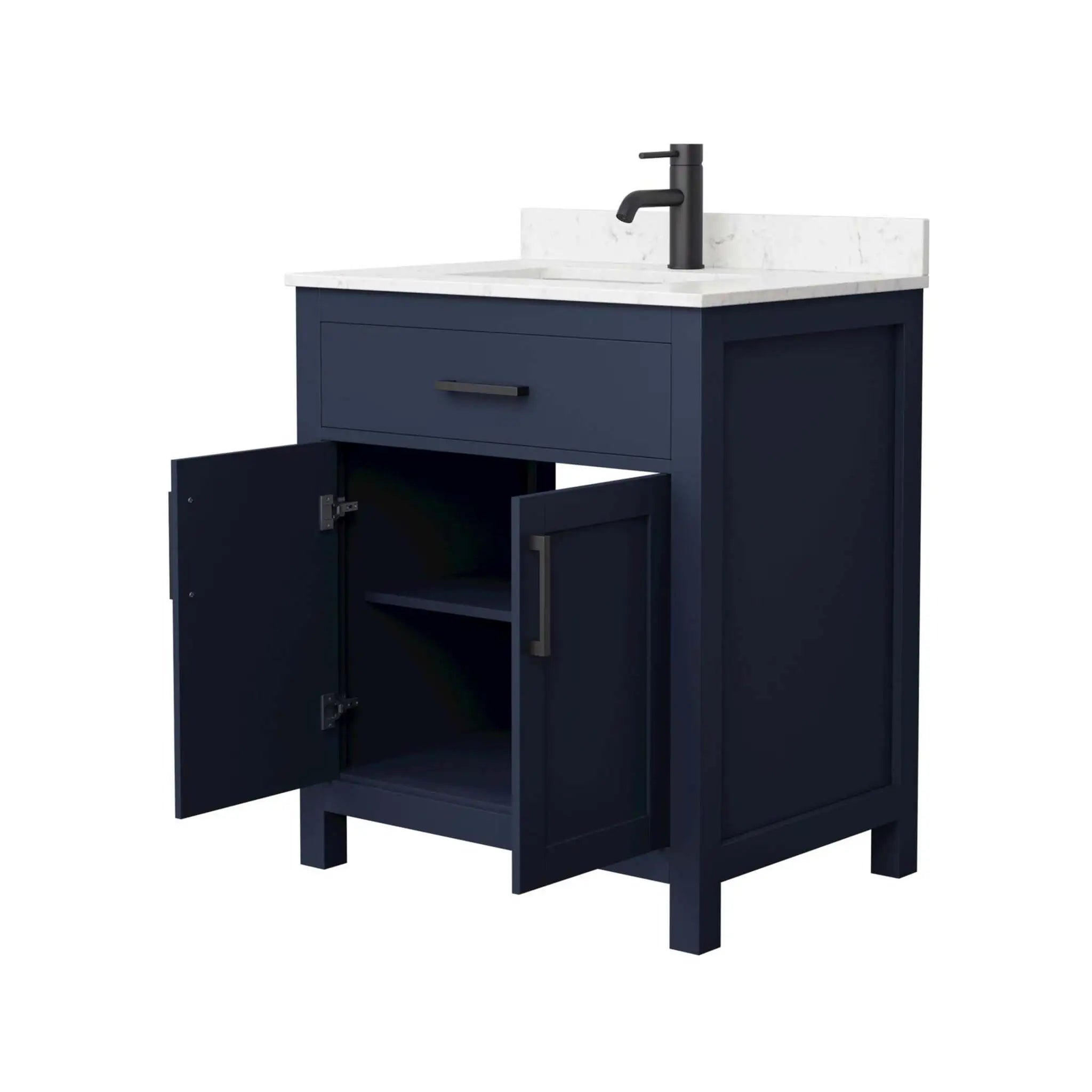 30" Beckett Single Bathroom Vanity in Dark Blue with Matte Black Trim by Wyndham