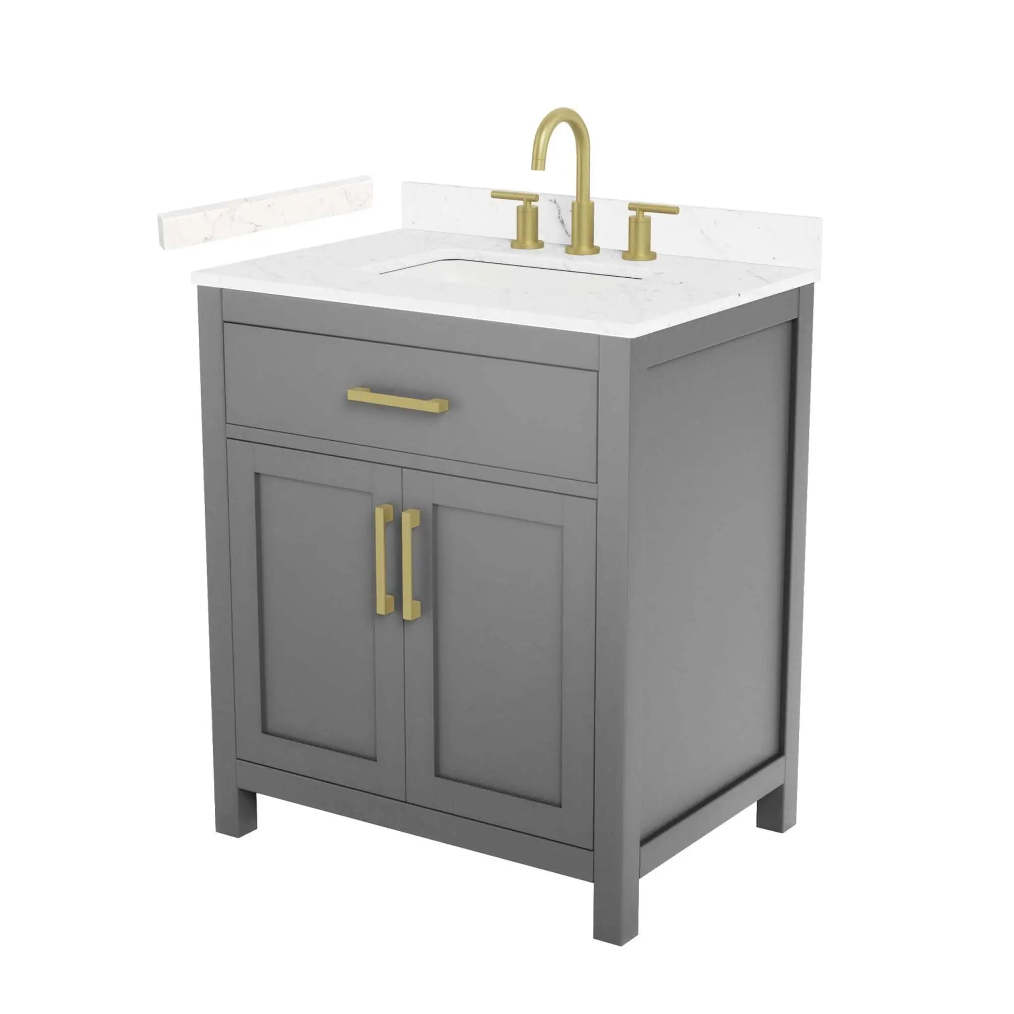 30" Beckett Single Bathroom Vanity in Dark Gray with Brushed Gold Trim by Wyndham