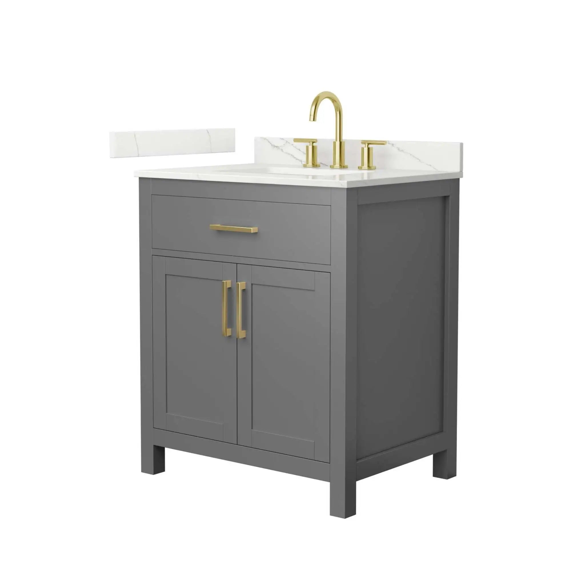 30" Beckett Single Bathroom Vanity in Dark Gray with Brushed Gold Trim by Wyndham